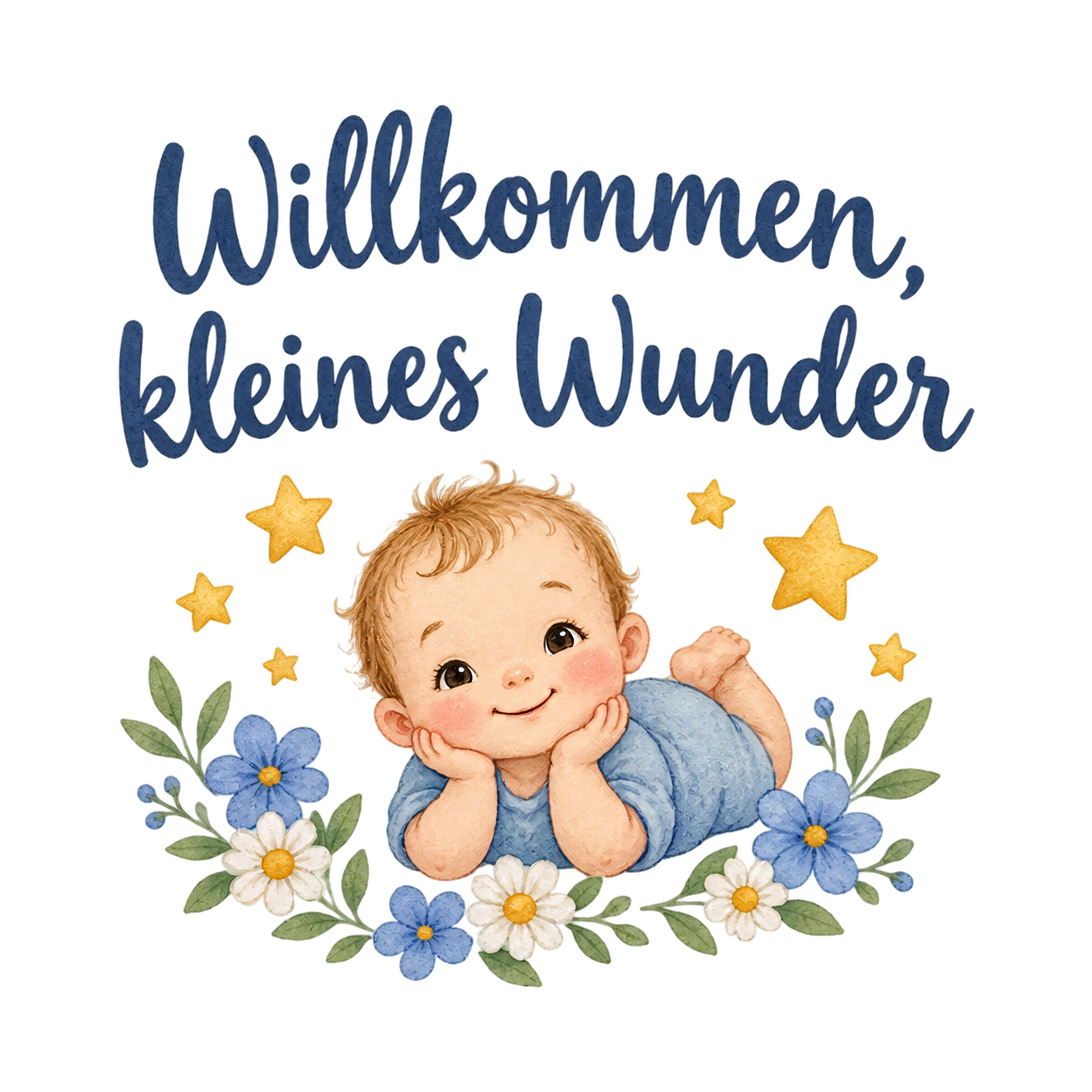 Bügelbild Willkommen, kleines Wunder als Grafik auf weißem Hintergrund (BB020048)