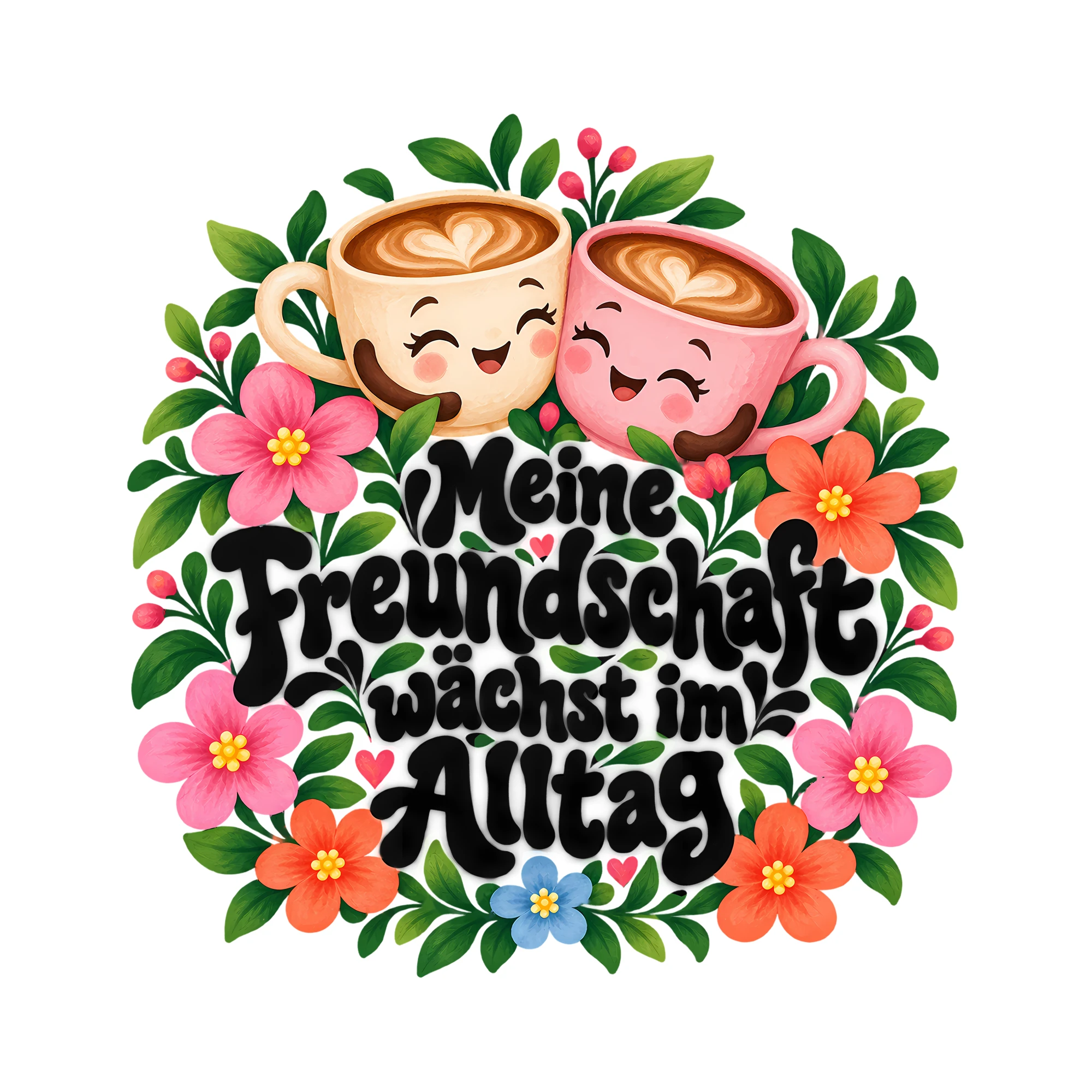 Bügelbild Meine Freundschaft wächst im Alltag als Grafik auf weißem Hintergrund (BB012326)