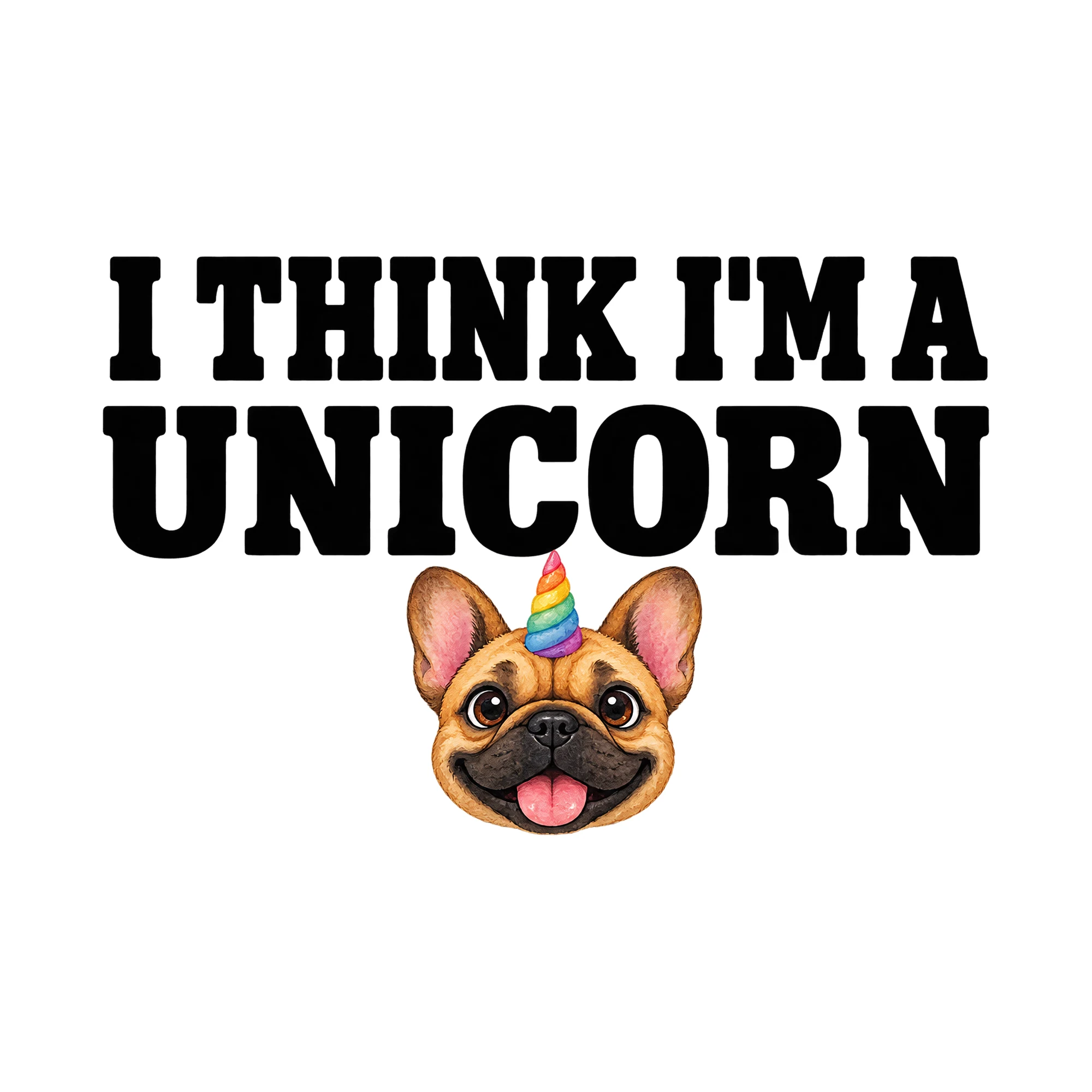 Bügelbild I Think I'm A Unicorn, Tiere Shirt Spruch als Grafik auf weißem Hintergrund (BB016114)
