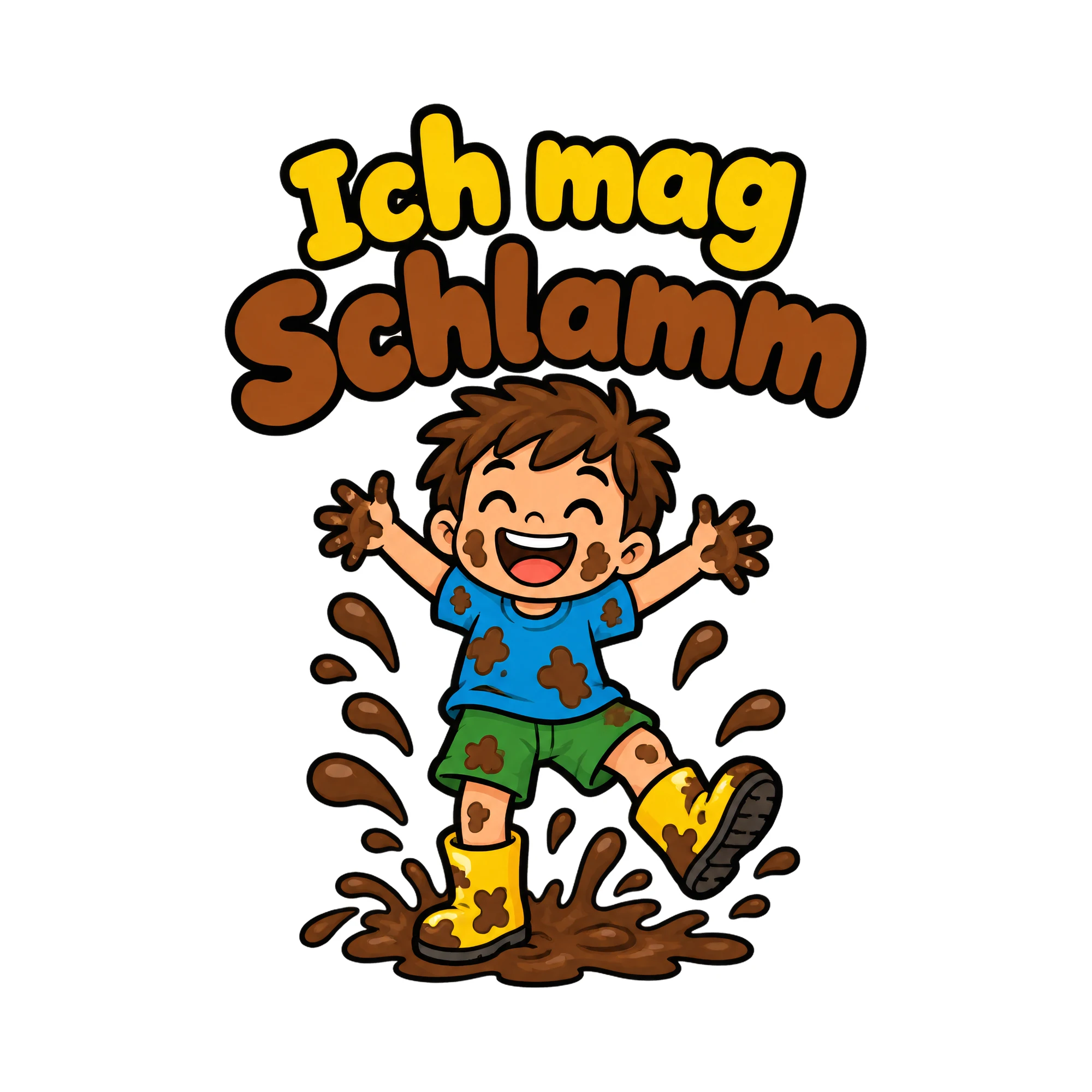 Bügelbild Ich mag Schlamm als Grafik auf weißem Hintergrund (BB018719)