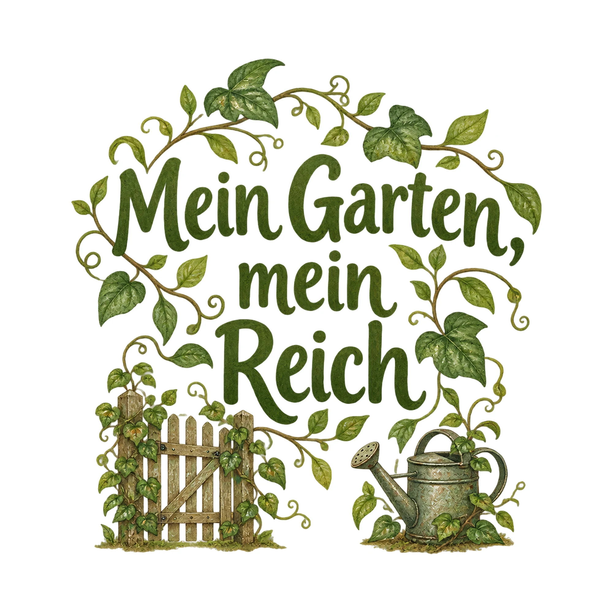 Bügelbild Mein Garten, mein Reich, Hobby Shirt Spruch als Grafik auf weißem Hintergrund (BB016445)