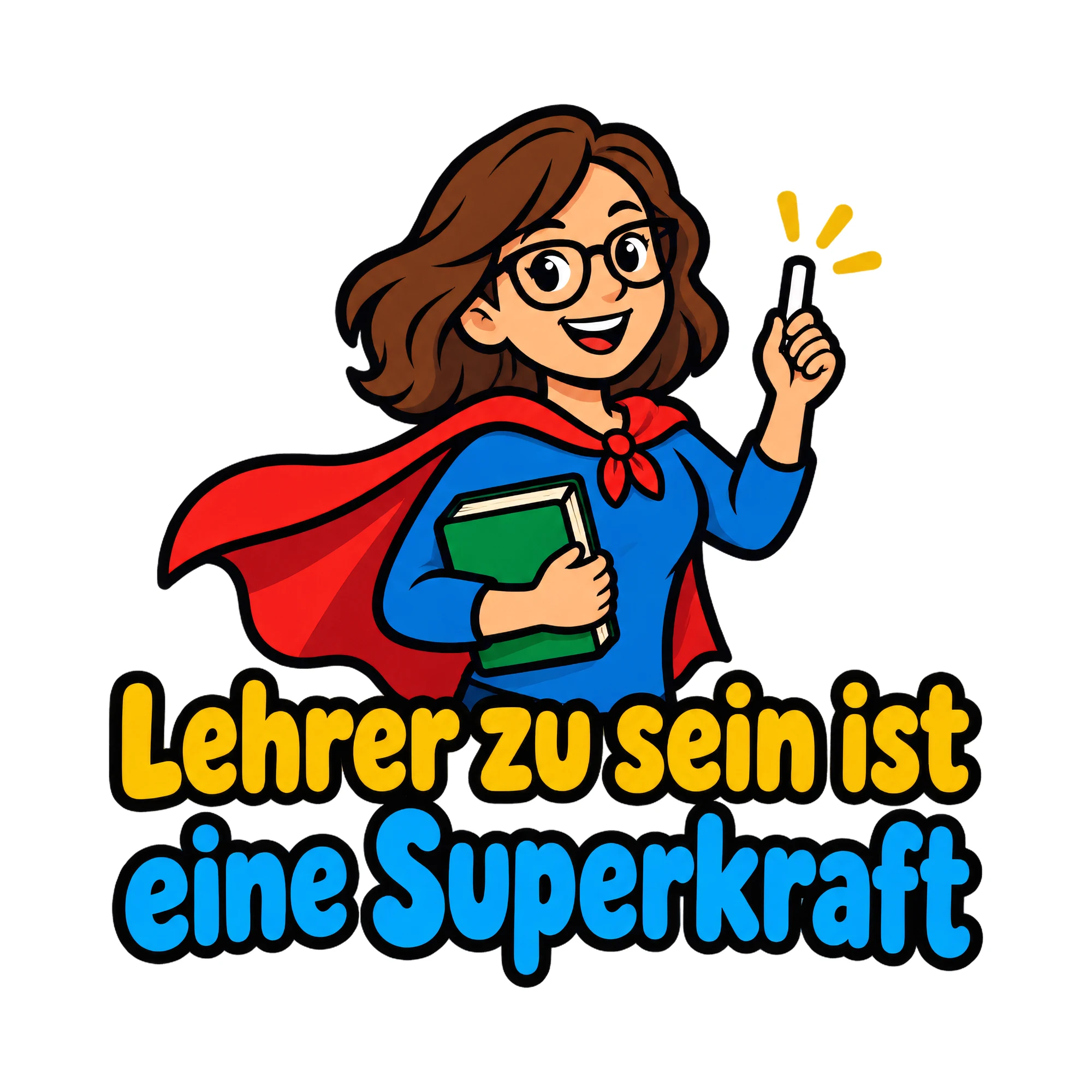 Bügelbild Lehrer zu sein ist eine Superkraft als Grafik auf weißem Hintergrund (BB020334)