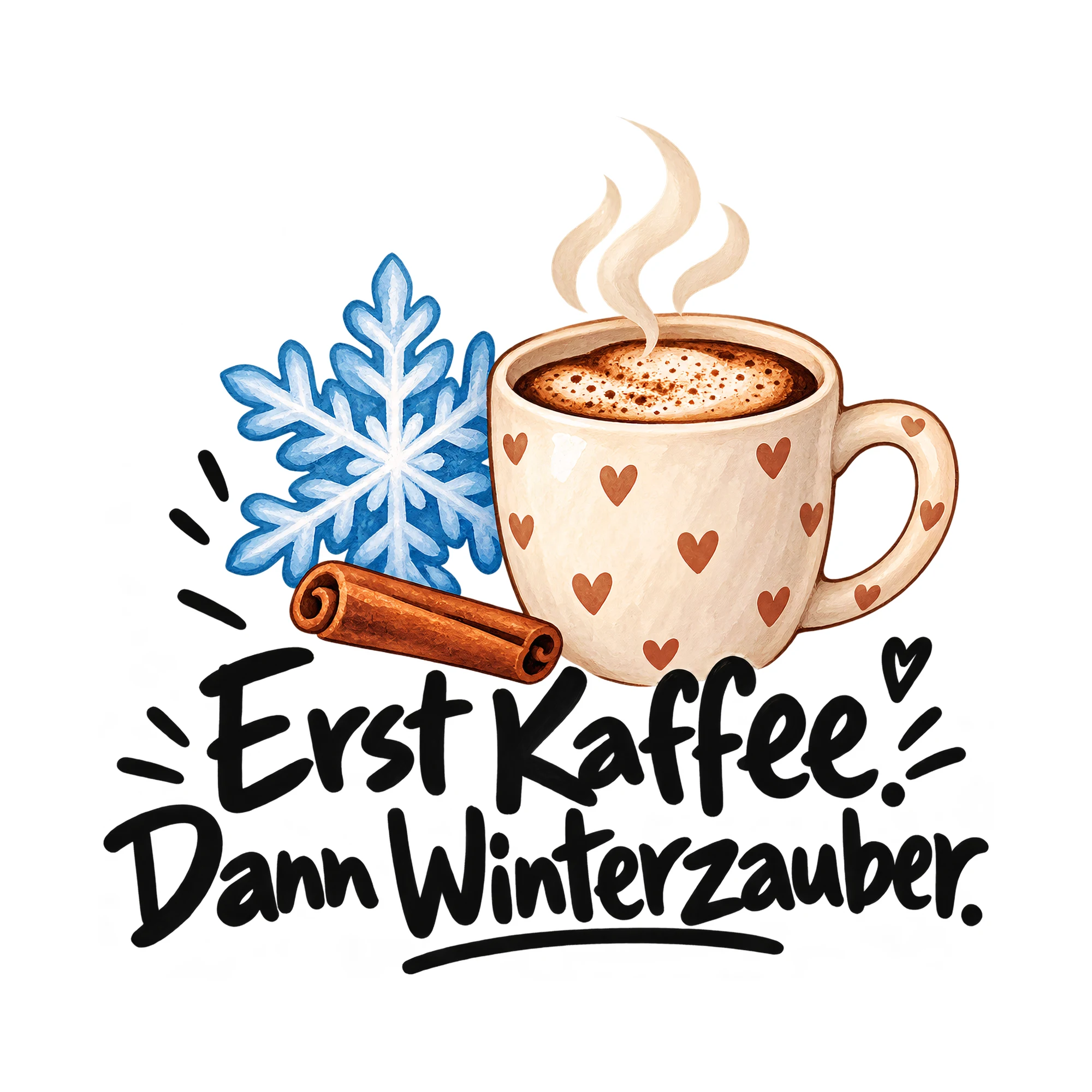 Bügelbild Erst Kaffee. Dann Winterzauber. als Grafik auf weißem Hintergrund (BB012159)