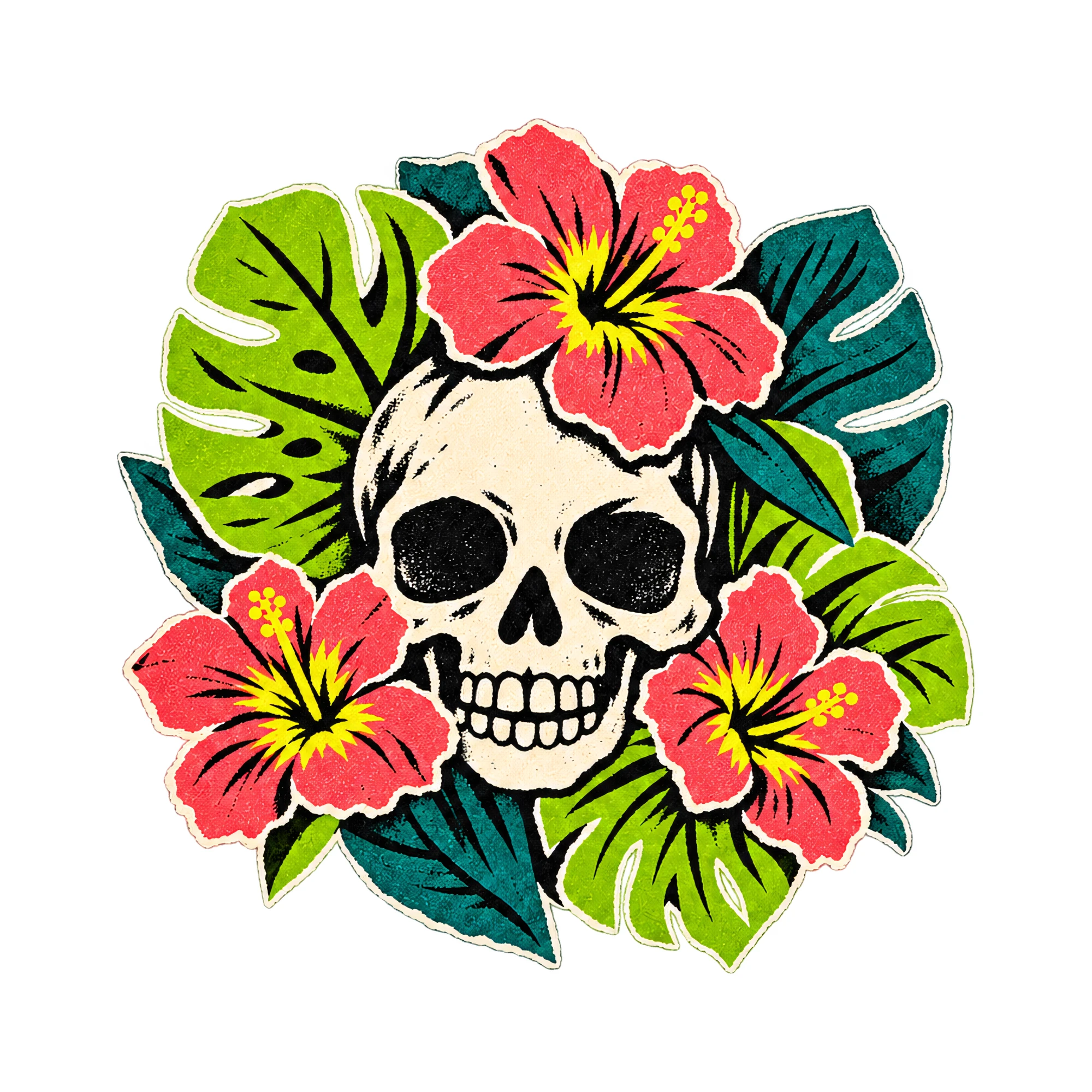 Bügelbild Totenkopf Collage Brasilien | Lustiger Shirt Motiv als Grafik auf weißem Hintergrund (BB016063)