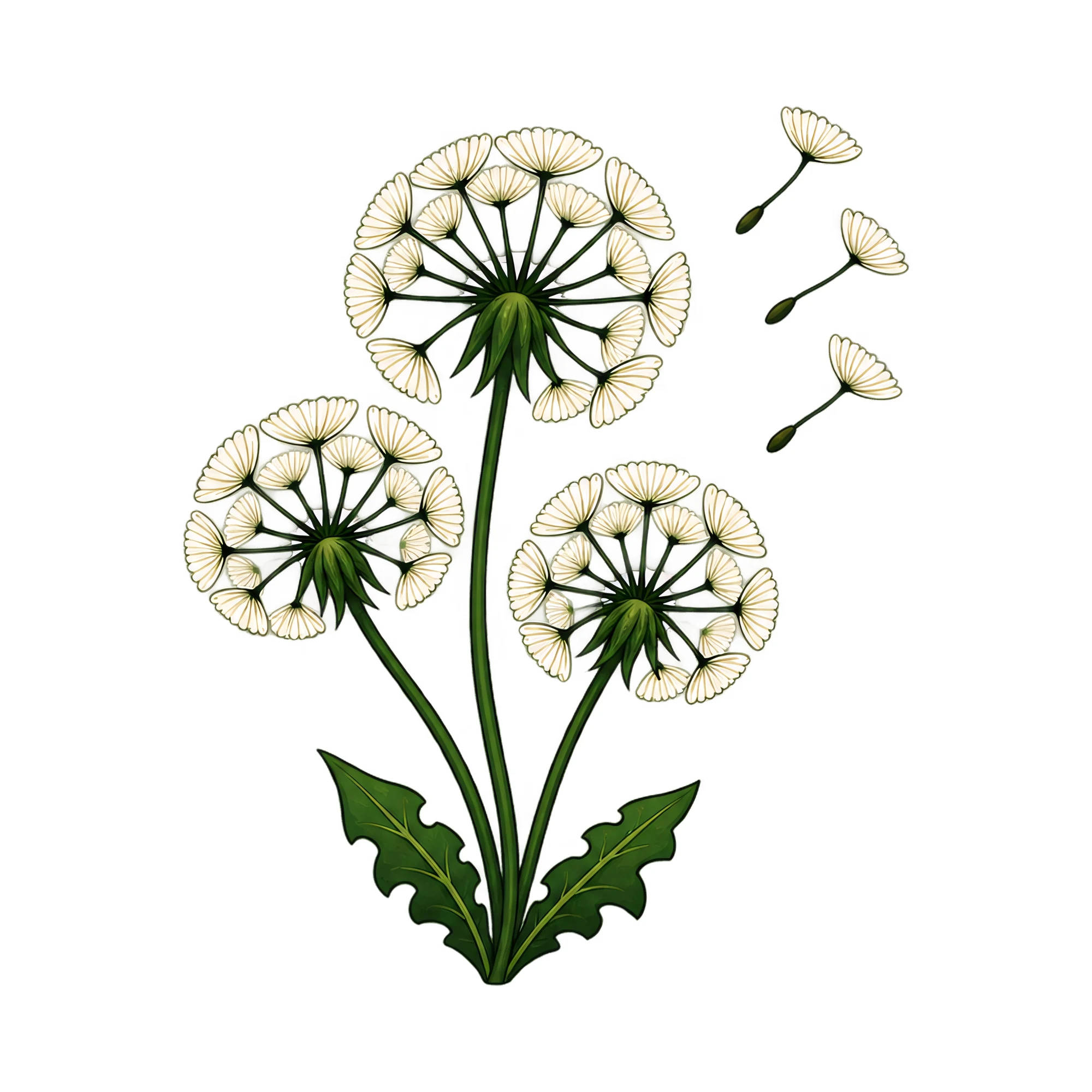 Bügelbild Pusteblumen, Lustiger Shirt Motiv als Grafik auf weißem Hintergrund (BB018331)