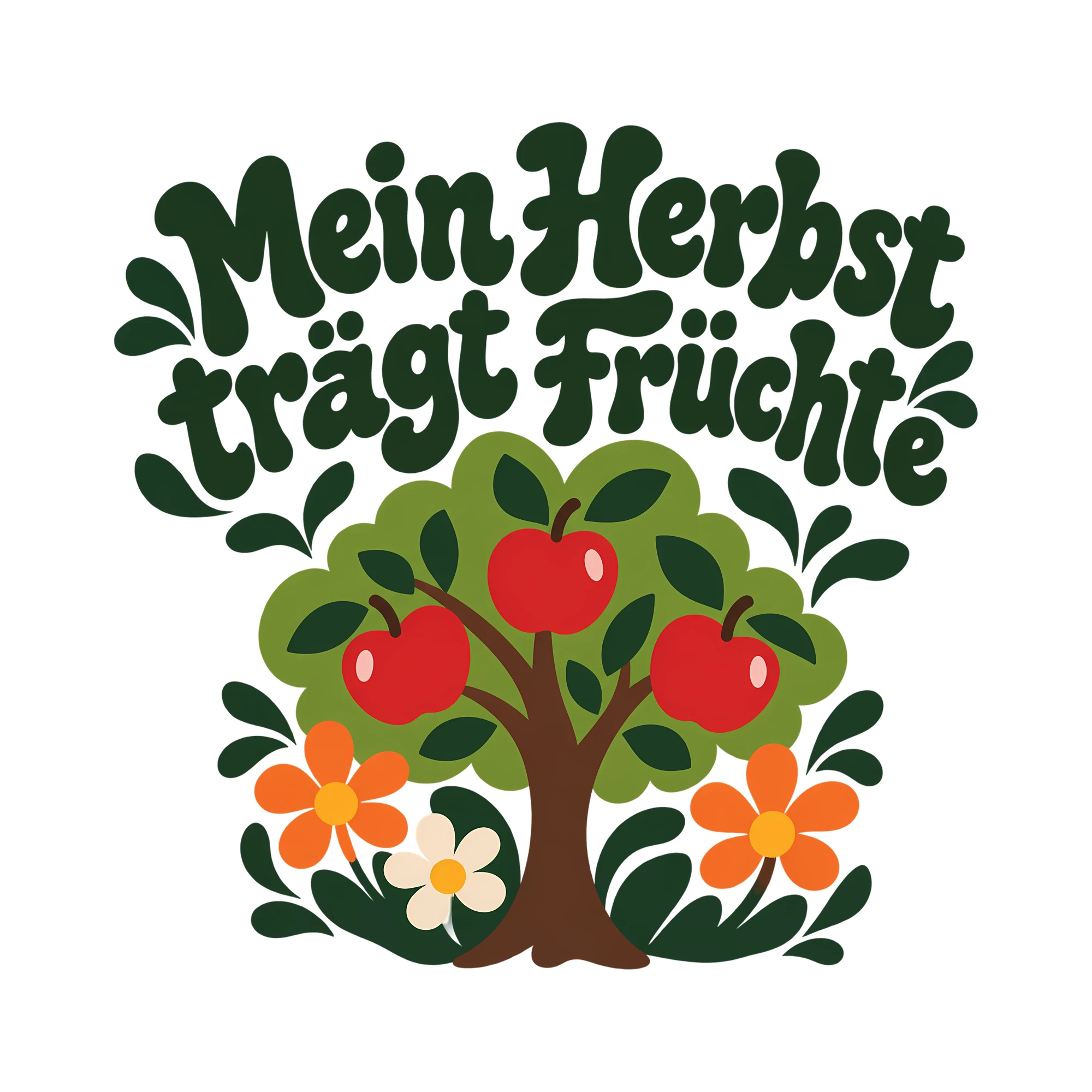Bügelbild Mein Herbst trägt Früchte als Grafik auf weißem Hintergrund (BB014362)