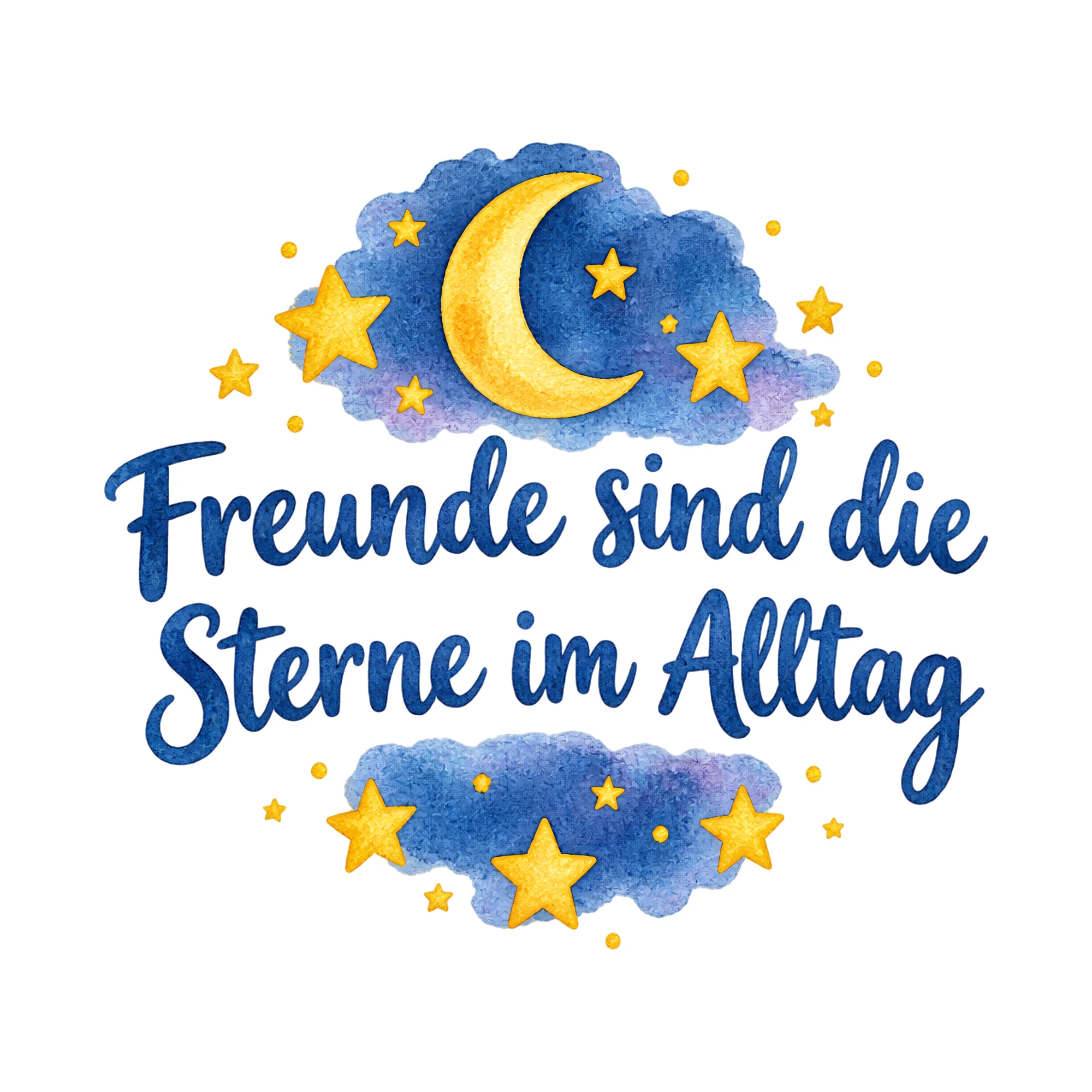 Bügelbild Freunde sind die Sterne im Alltag als Grafik auf weißem Hintergrund (BB019130)