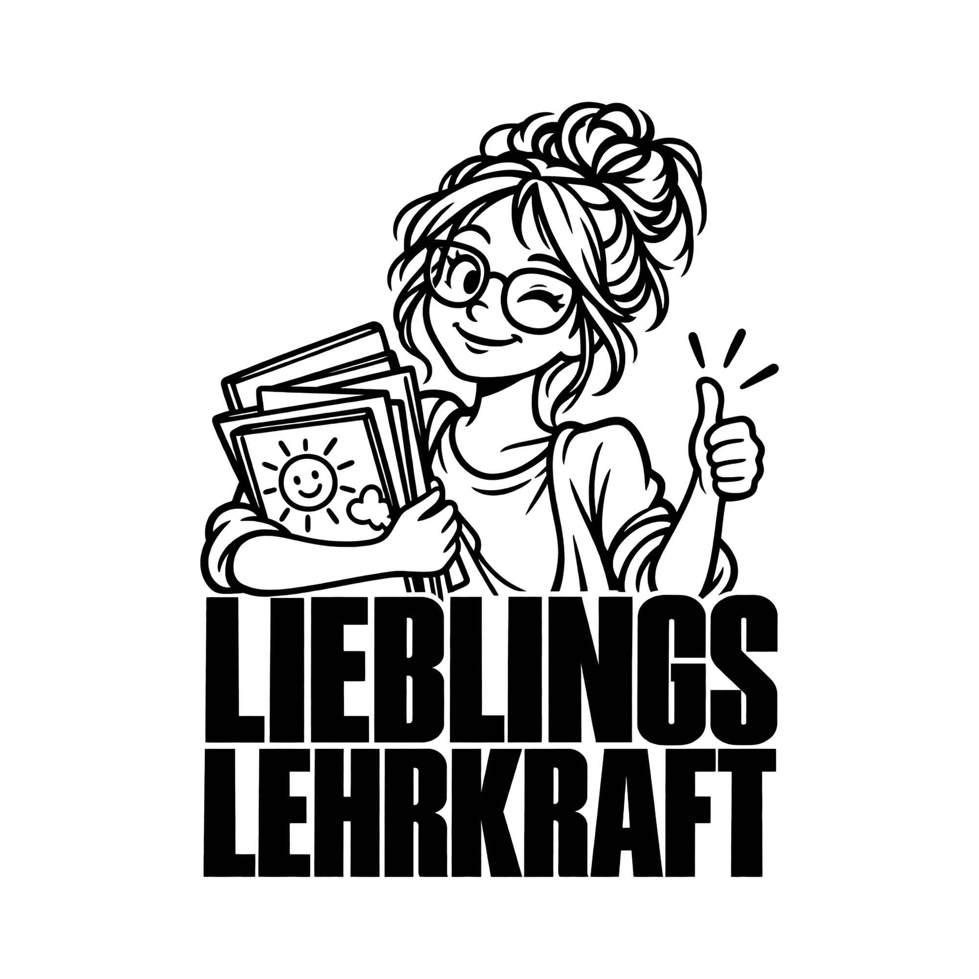Bügelbild Lieblingslehrkraft als Grafik auf weißem Hintergrund (BB011611)
