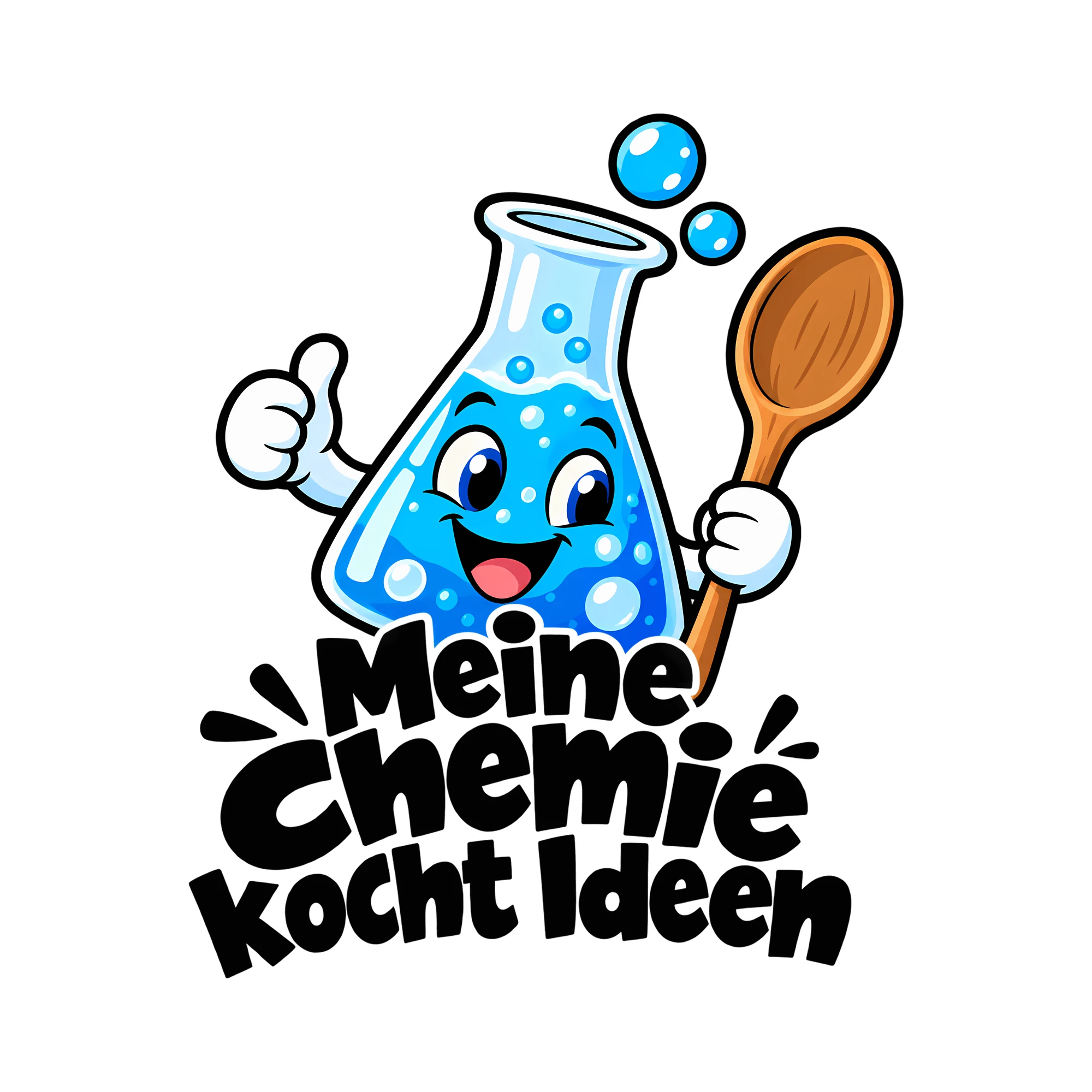 Bügelbild Meine Chemie kocht Ideen als Grafik auf weißem Hintergrund (BB014572)