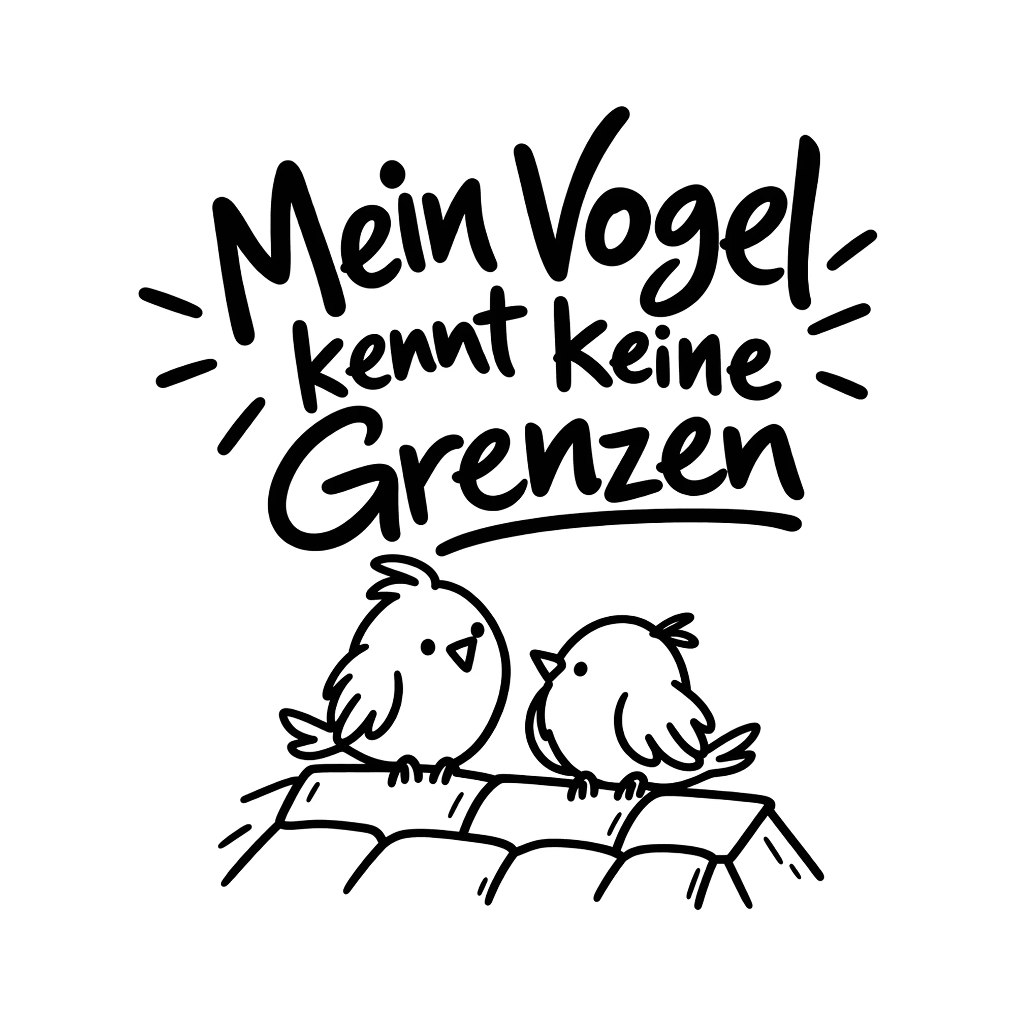 Bügelbild Mein Vogel kennt keine Grenzen als Grafik auf weißem Hintergrund (BB014368)