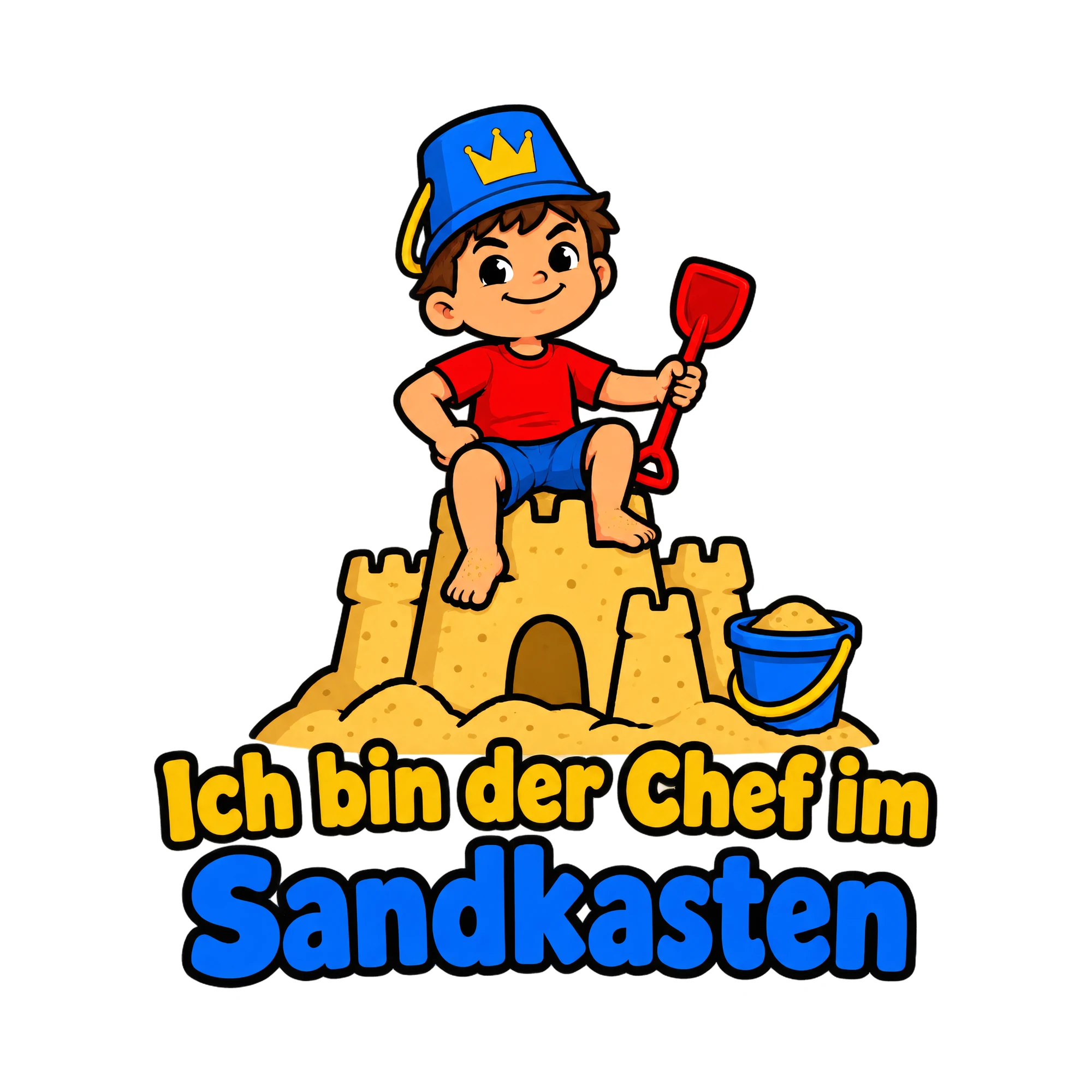 Bügelbild Ich bin der Chef im Sandkasten als Grafik auf weißem Hintergrund (BB019951)