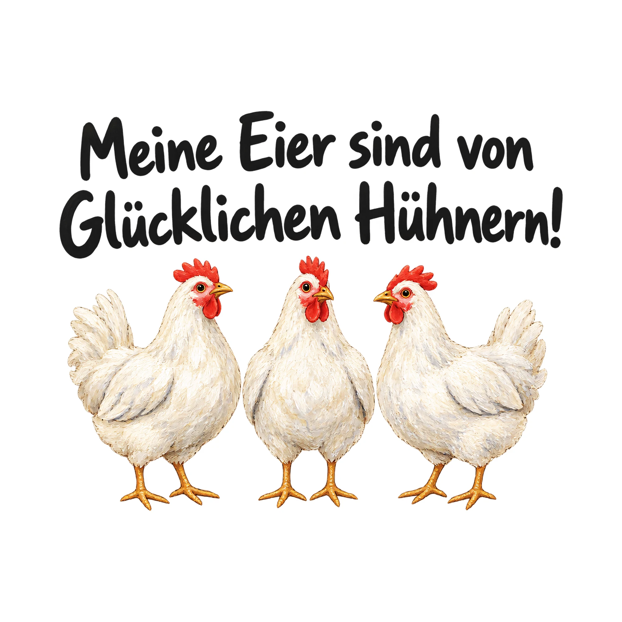 Bügelbild Meine Eier sind von Glücklichen Hühnern!, Lustiger Shirt Spruch als Grafik auf weißem Hintergrund (BB018107)