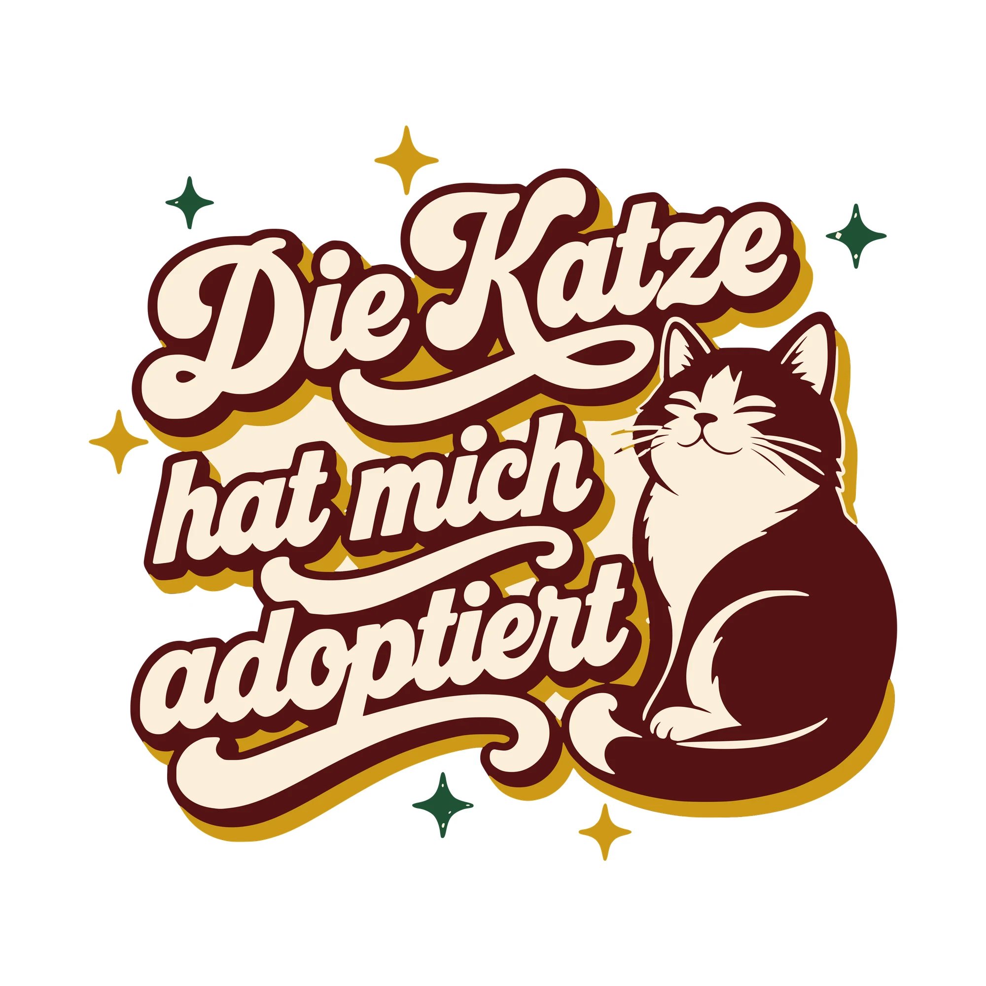 Bügelbild Die Katze hat mich adoptiert als Grafik auf weißem Hintergrund (BB010459)