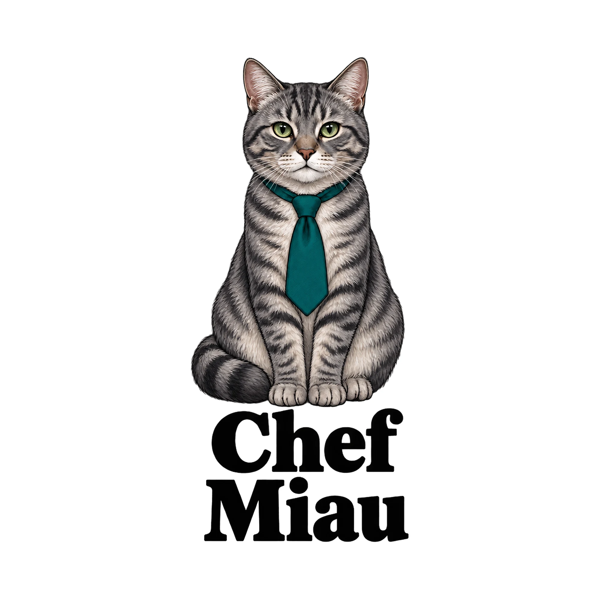Bügelbild Chef Miau, Tiere Shirt Spruch als Grafik auf weißem Hintergrund (BB017202)