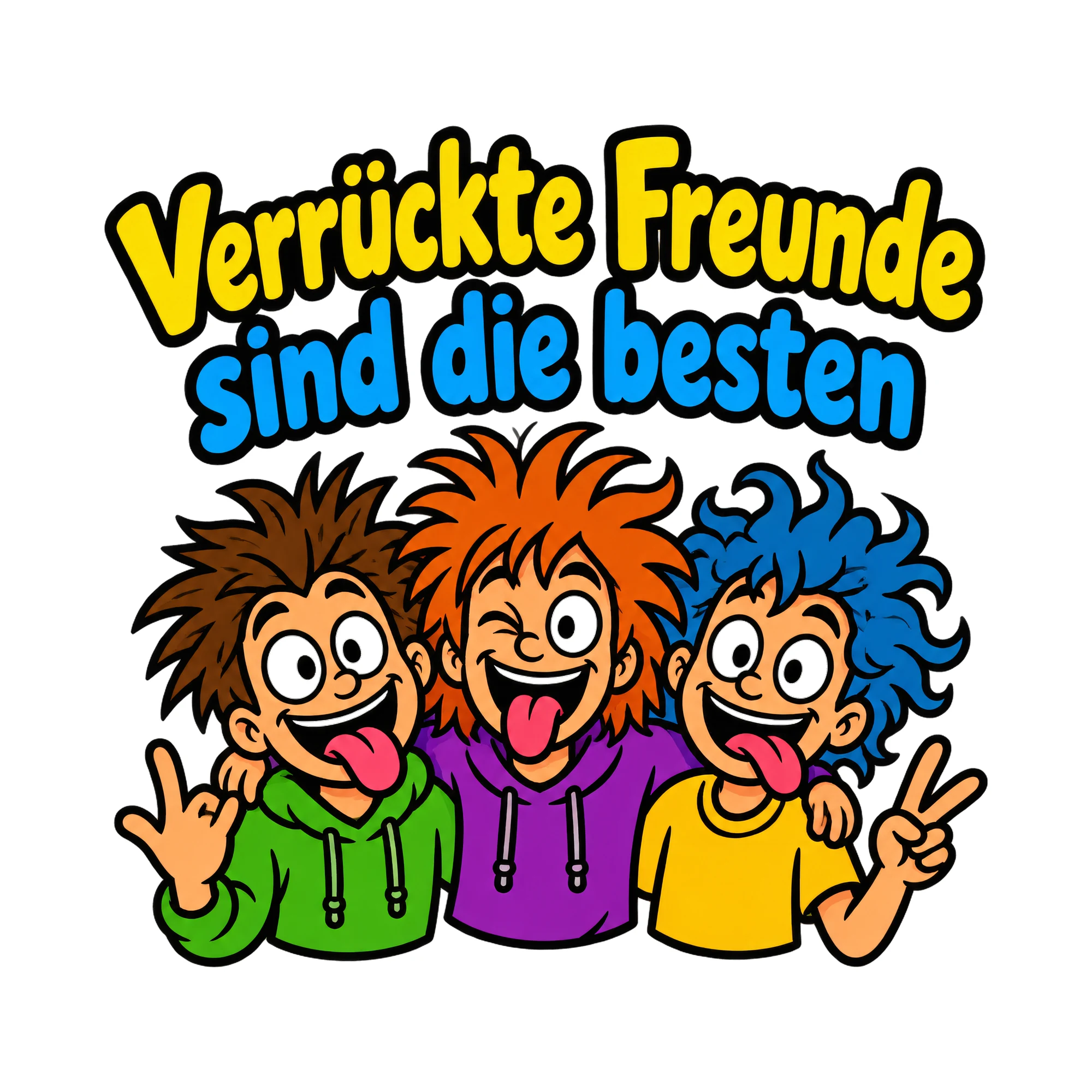 Bügelbild Verrückte Freunde sind die besten als Grafik auf weißem Hintergrund (BB019121)