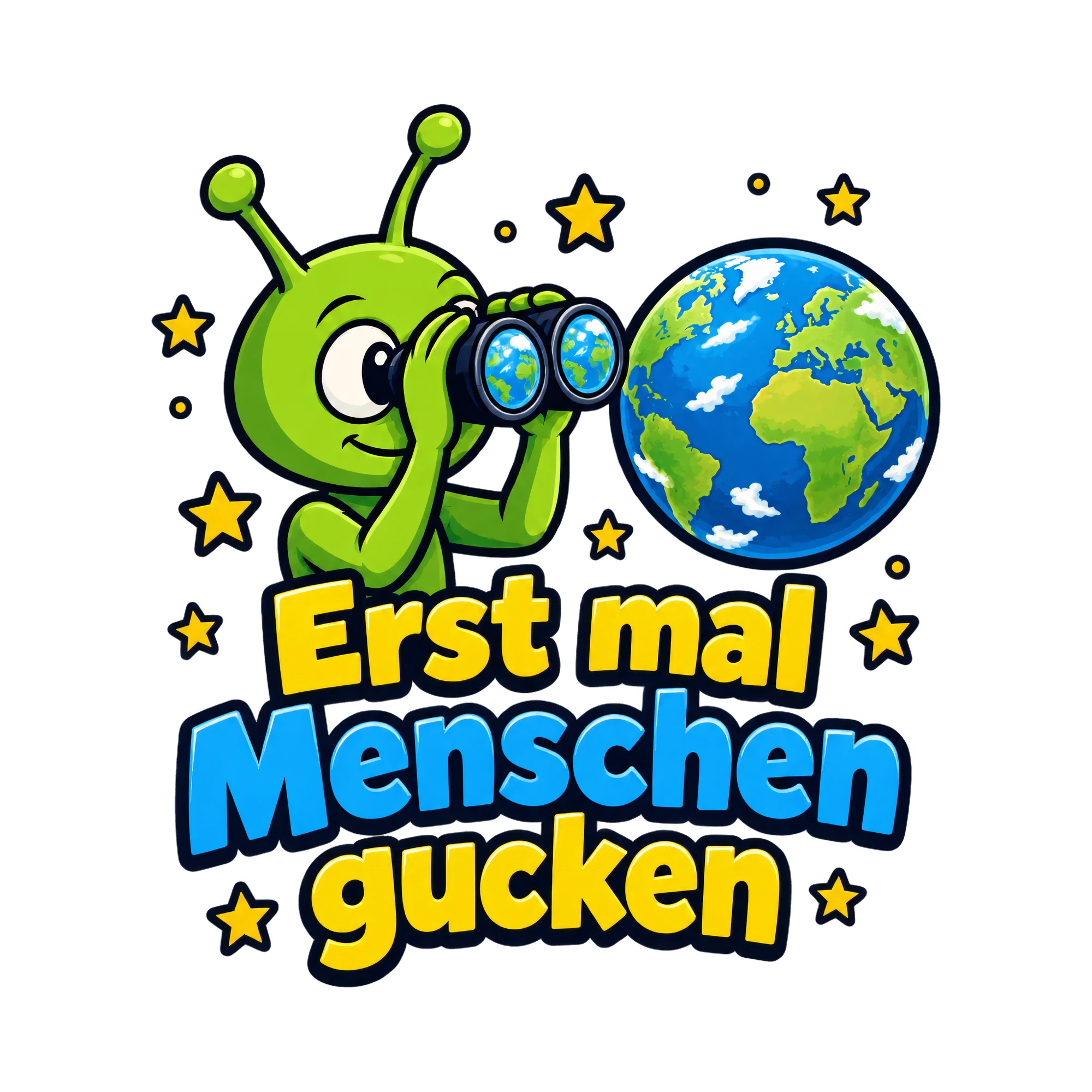 Bügelbild Erst mal Menschen gucken als Grafik auf weißem Hintergrund (BB014347)