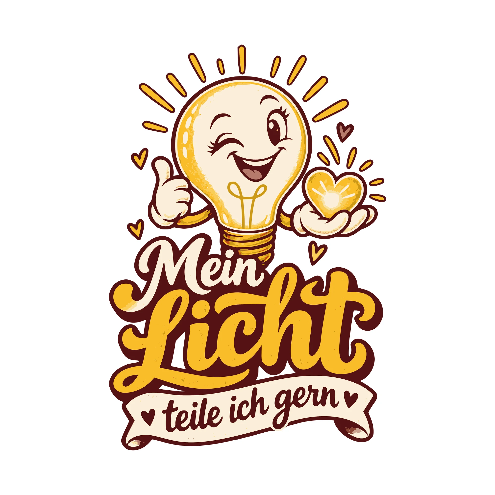 Bügelbild Mein Licht teile ich gern als Grafik auf weißem Hintergrund (BB011167)