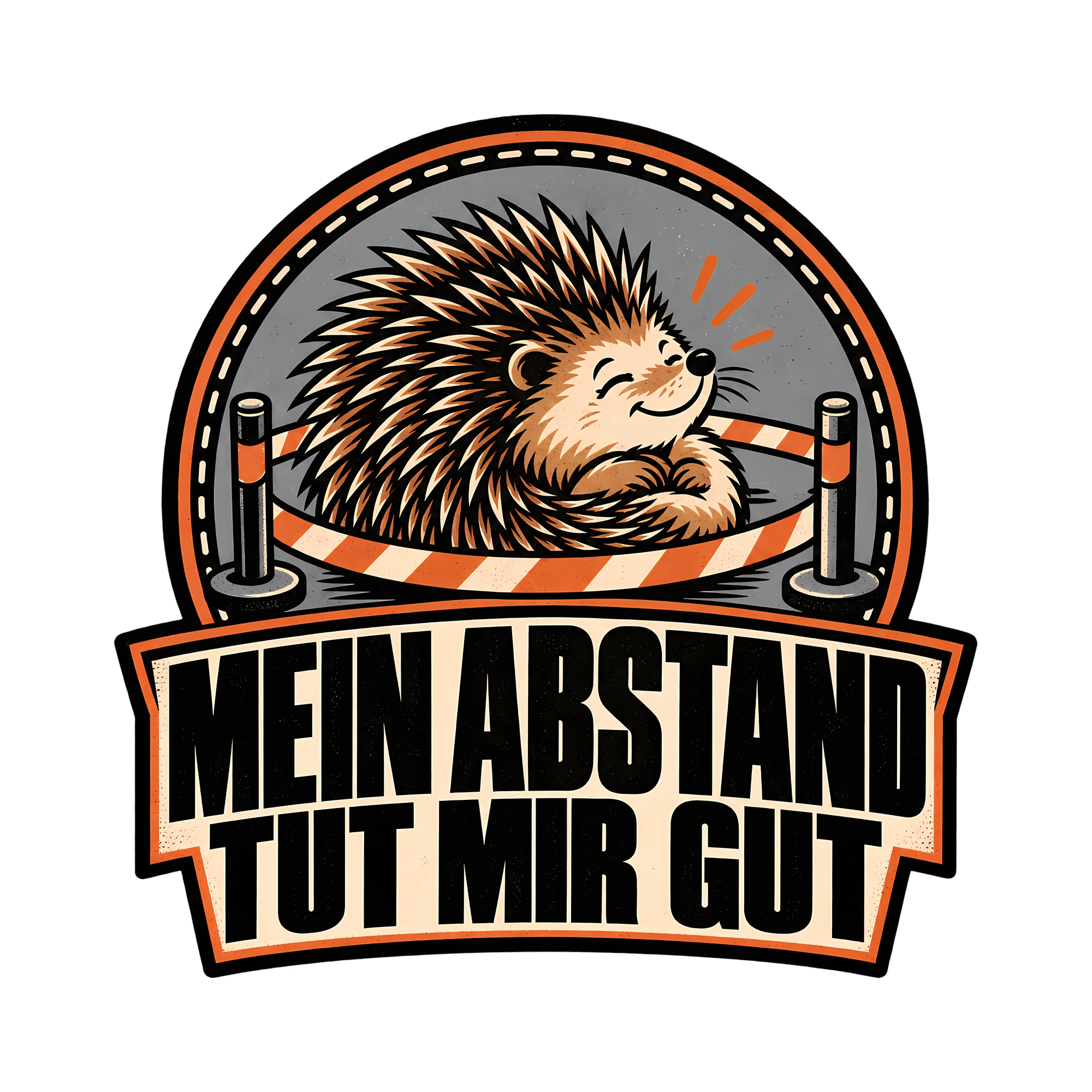 Bügelbild Mein Abstand tut mir gut als Grafik auf weißem Hintergrund (BB013642)