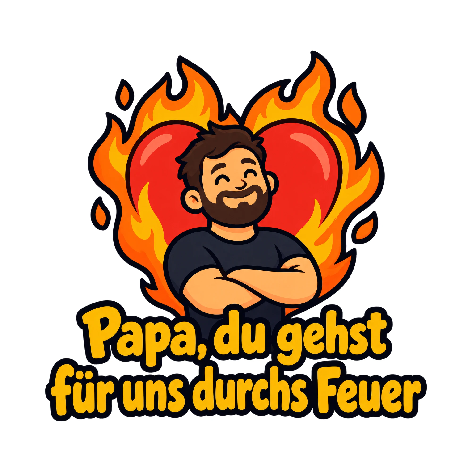 Bügelbild Papa, du gehst für uns durchs Feuer als Grafik auf weißem Hintergrund (BB019227)