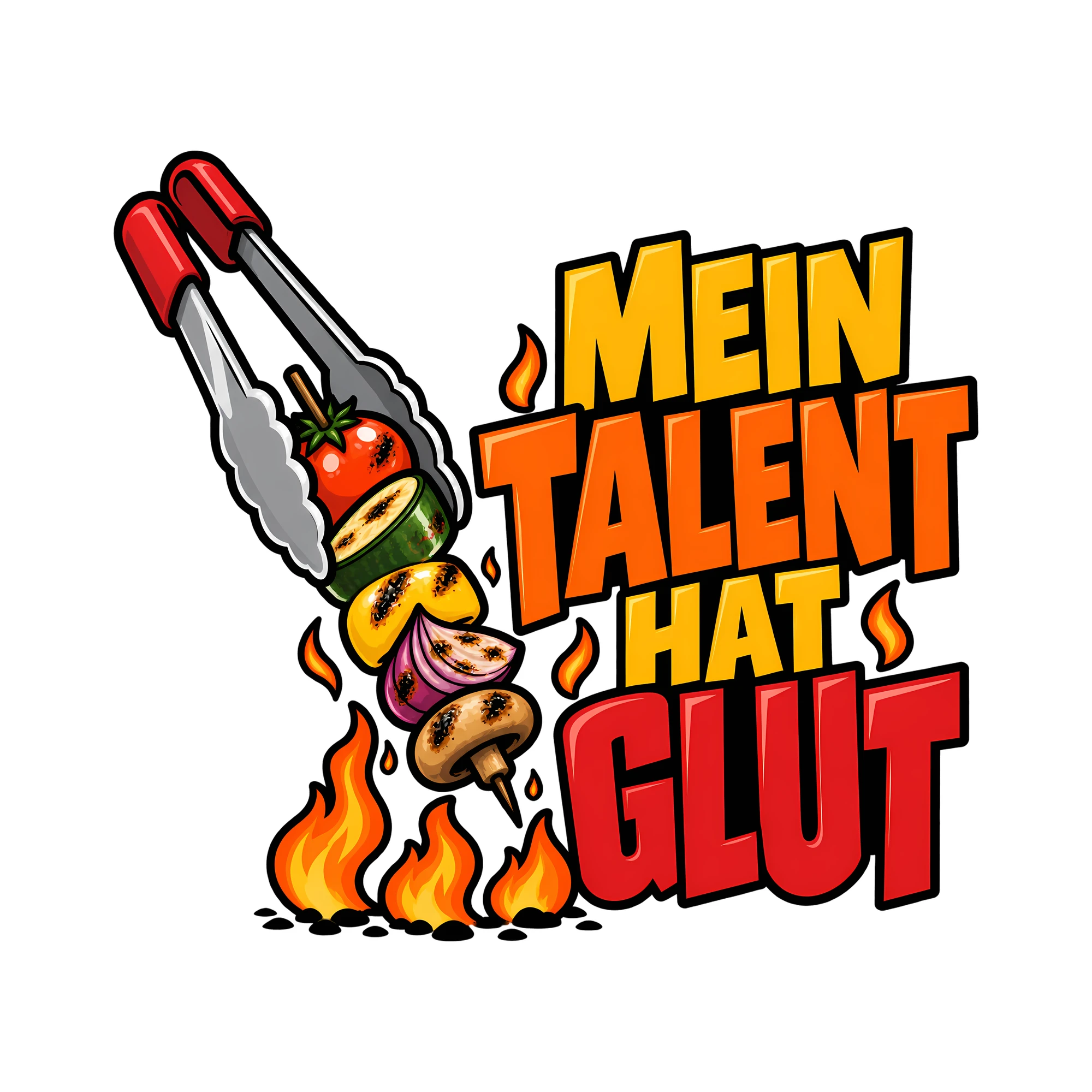 Bügelbild MEIN TALENT HAT GLUT als Grafik auf weißem Hintergrund (BB012172)