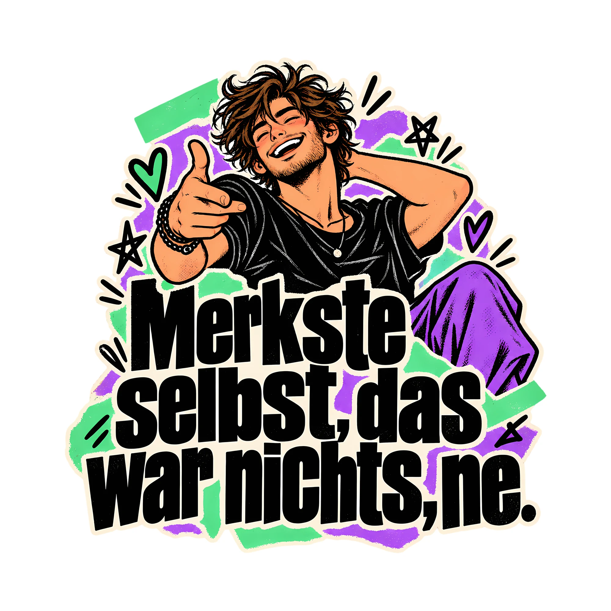 Bügelbild Merkste selbst, das war nichts, ne., Lustiger Shirt Spruch als Grafik auf weißem Hintergrund (BB014705)