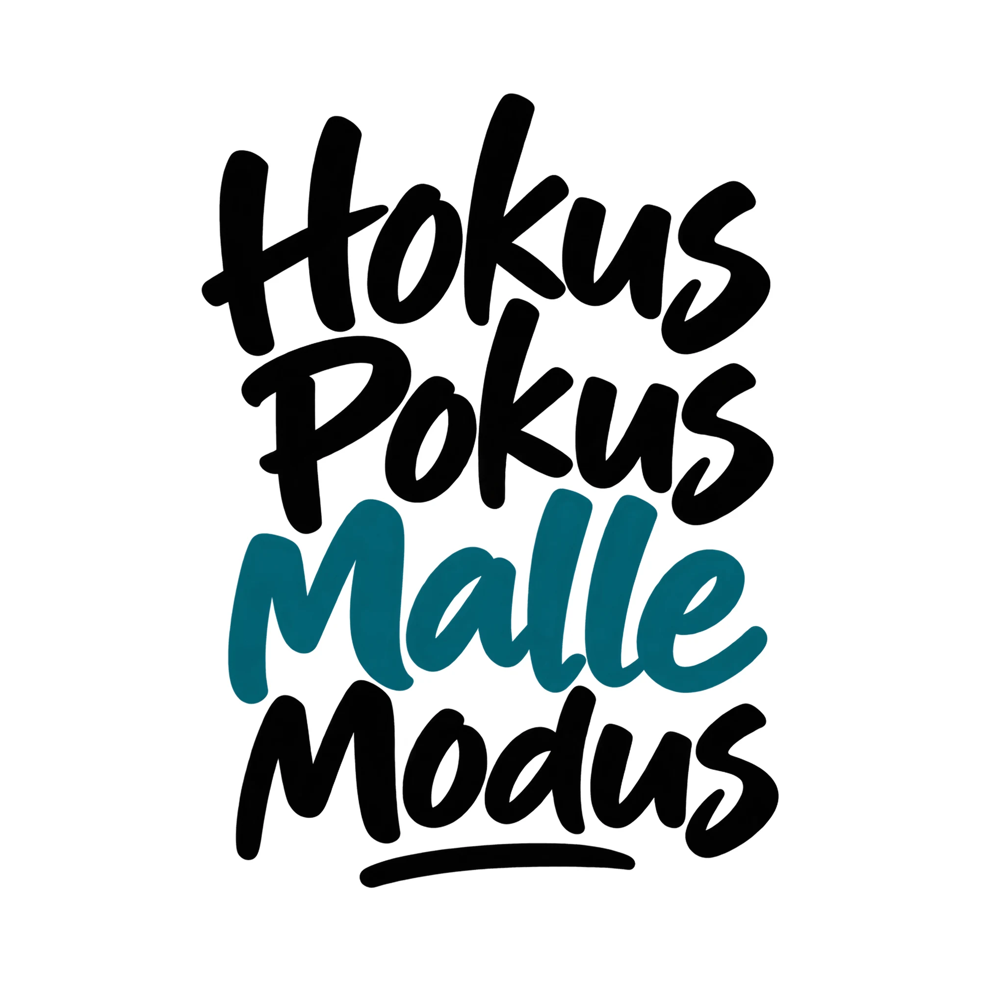 Bügelbild „Hokus Pokus Malle Modus“, Party Shirt Spruch als Grafik auf weißem Hintergrund (BB014982)