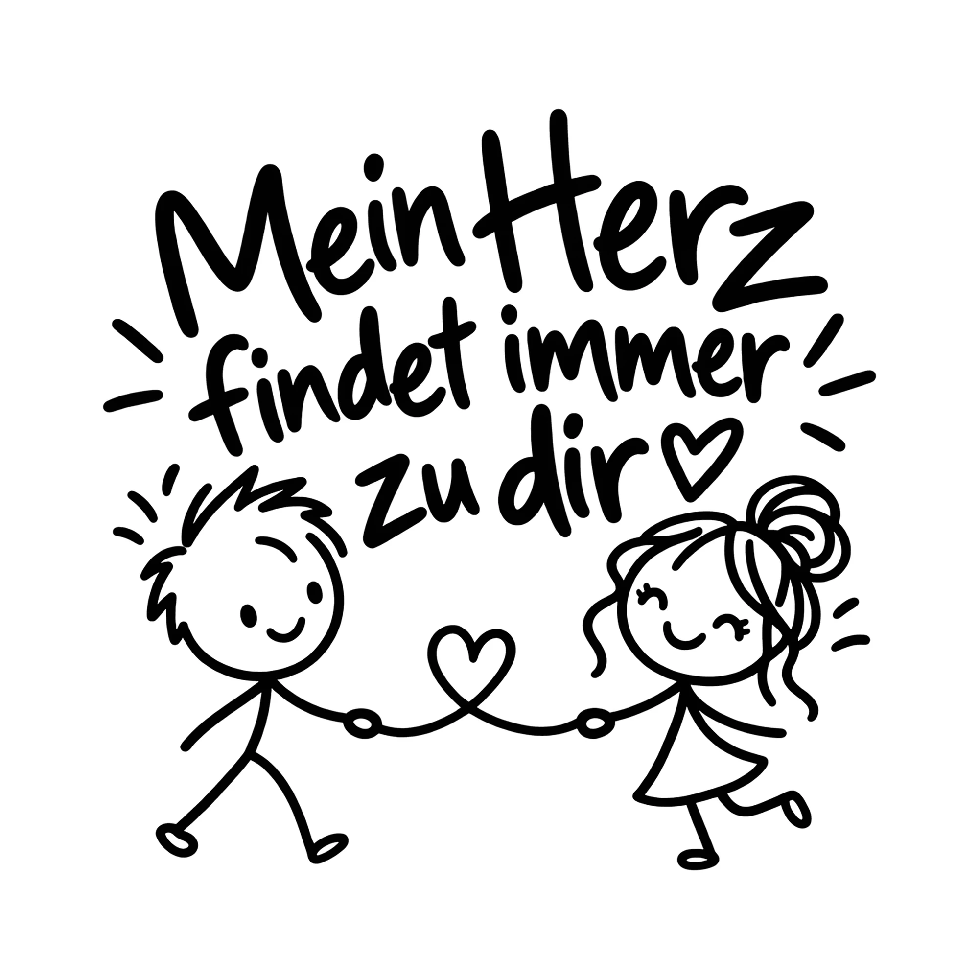 Bügelbild Mein Herz findet immer zu dir als Grafik auf weißem Hintergrund (BB013591)