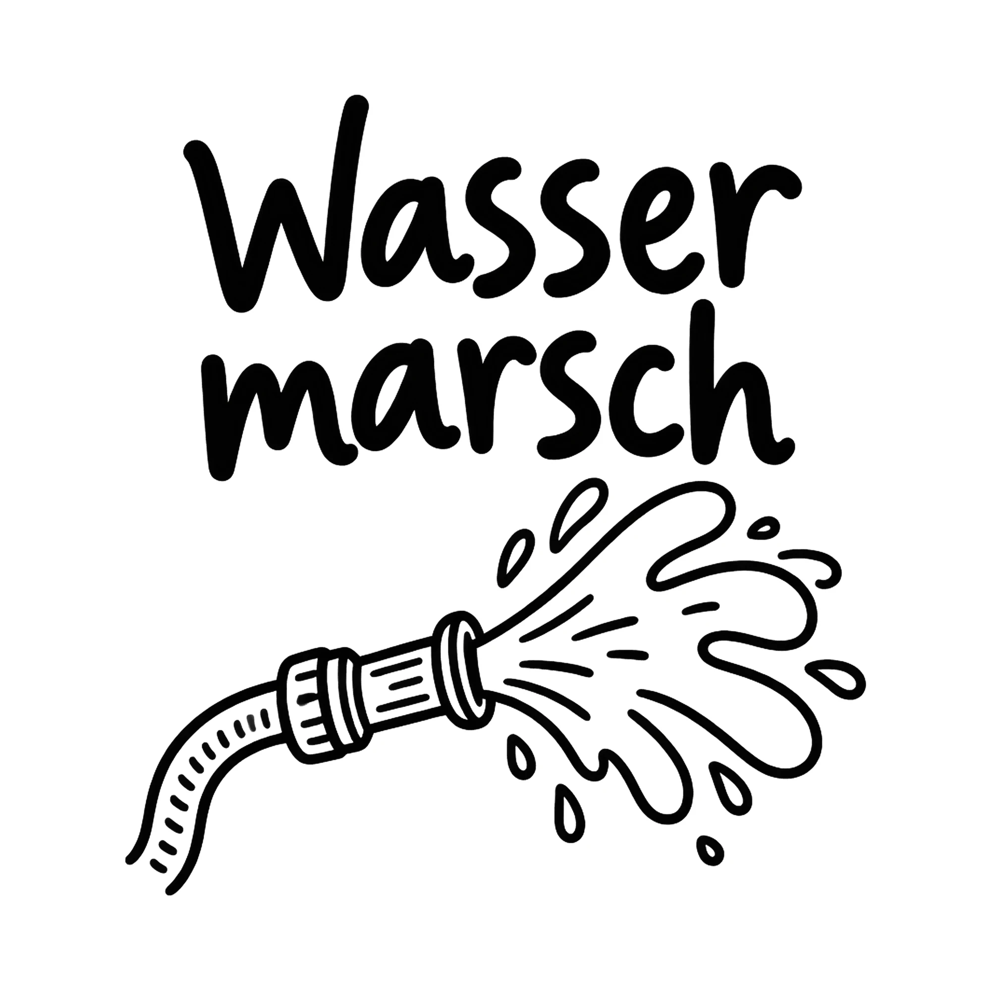 Bügelbild Wasser marsch als Grafik auf weißem Hintergrund (BB020442)