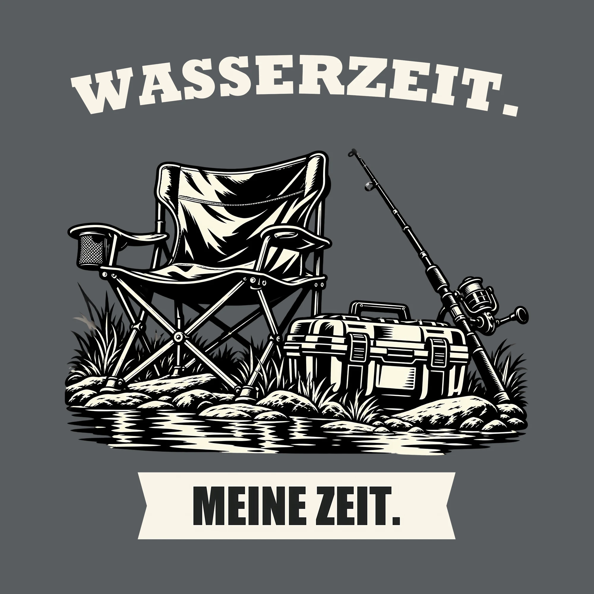 Bügelbild WASSERZEIT. MEINE ZEIT. als Grafik auf dunklem Hintergrund (BB012767)
