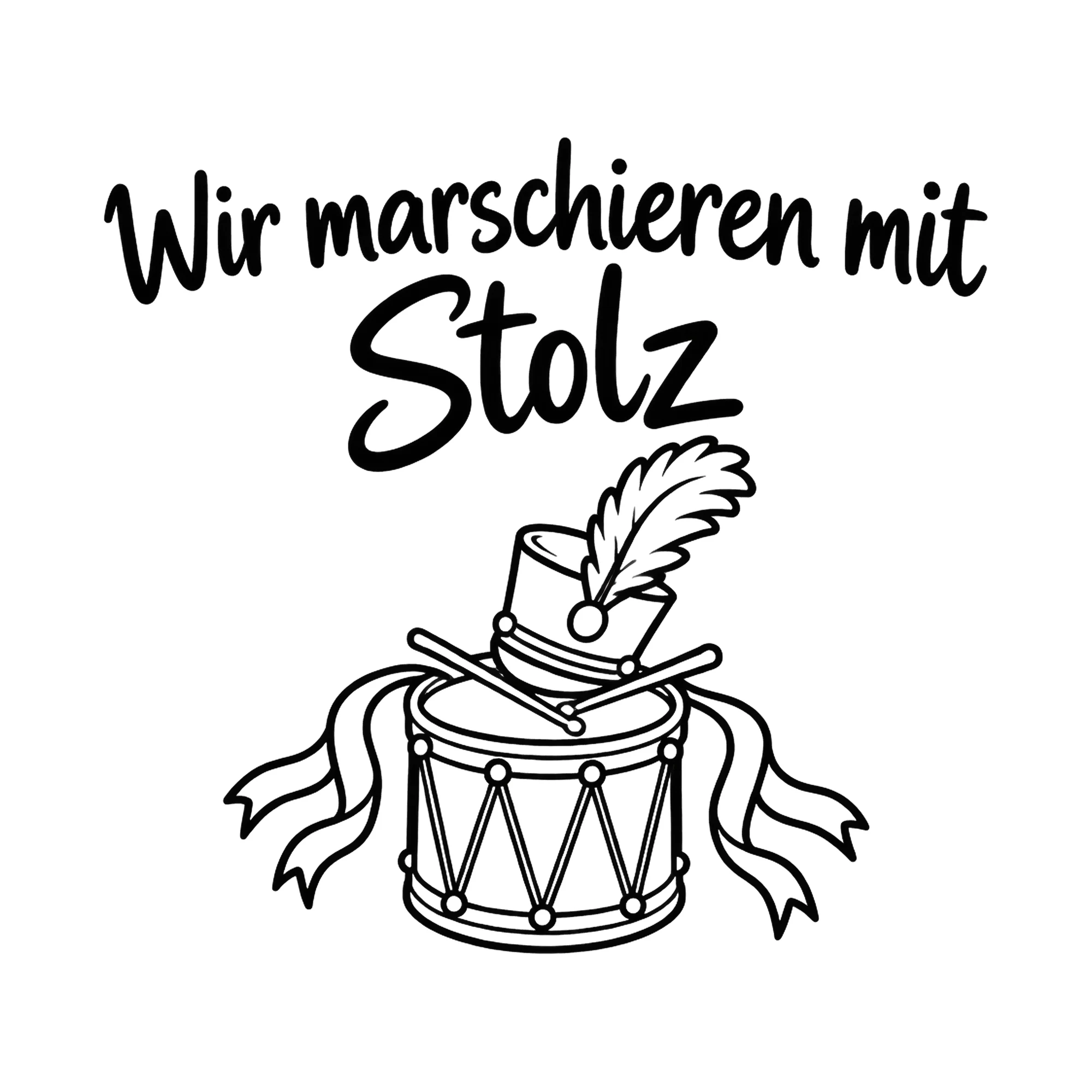 Bügelbild Wir marschieren mit Stolz als Grafik auf weißem Hintergrund (BB020408)