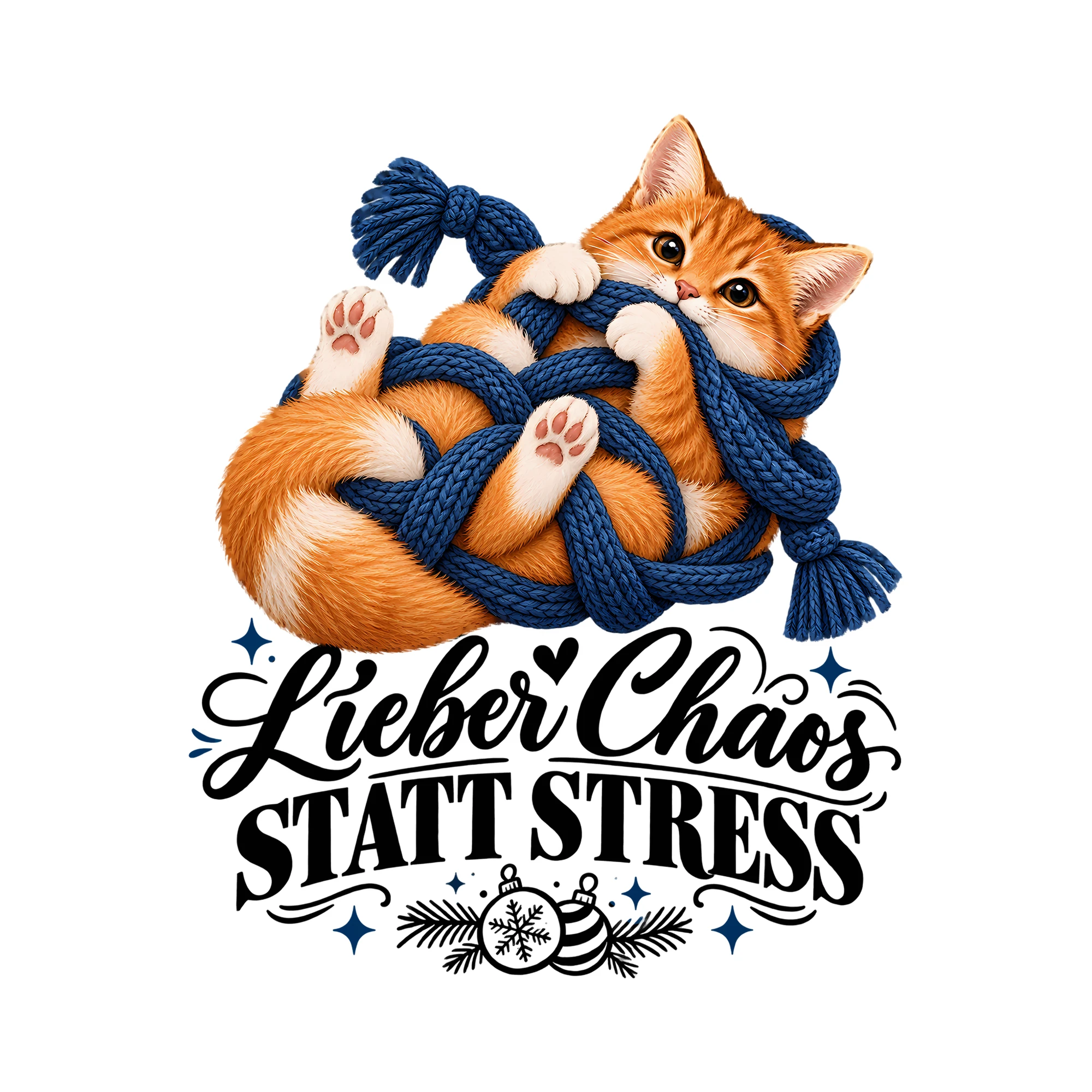 Bügelbild Lieber Chaos statt Stress als Grafik auf weißem Hintergrund (BB013915)