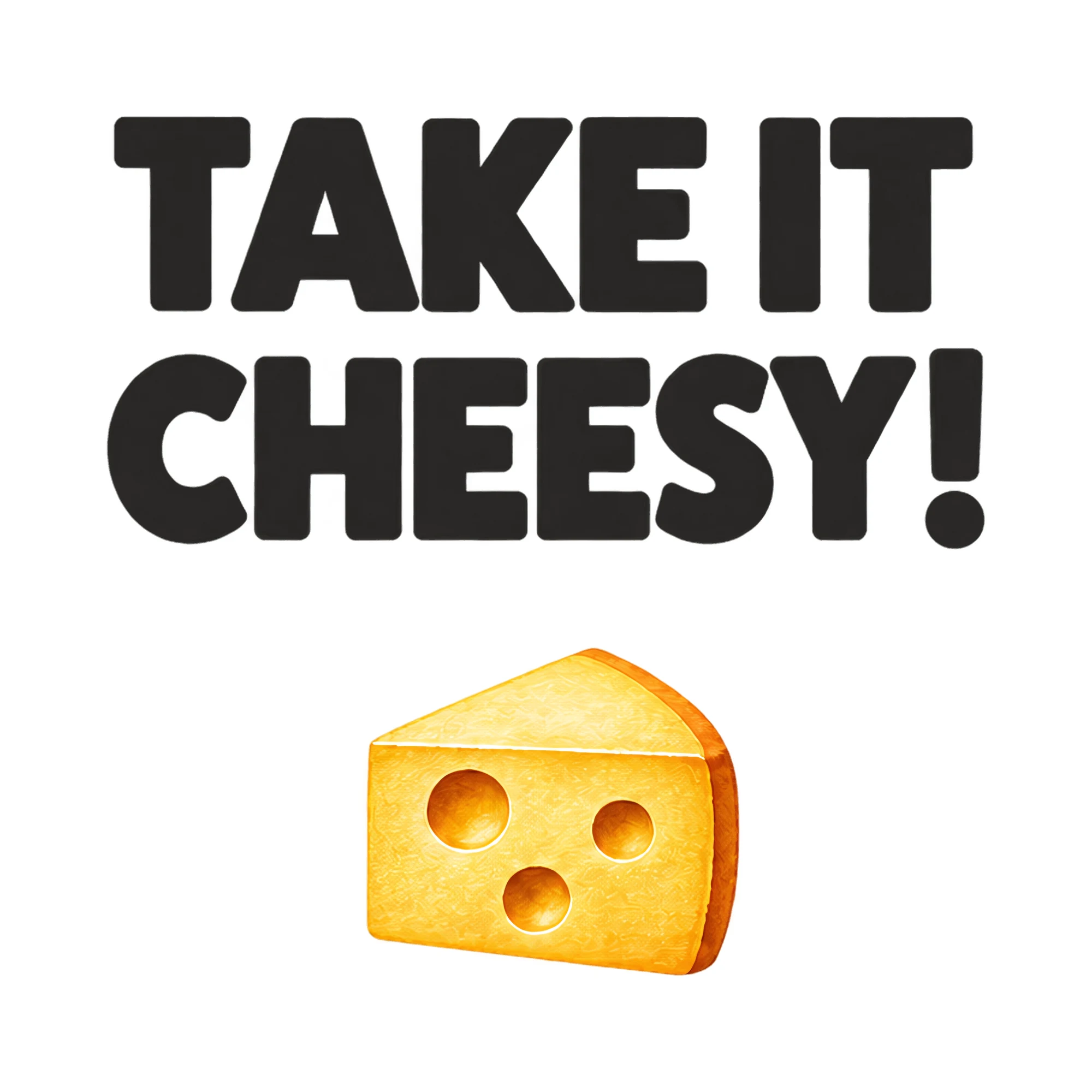 Bügelbild TAKE IT CHEESY! als Grafik auf weißem Hintergrund (BB021426)