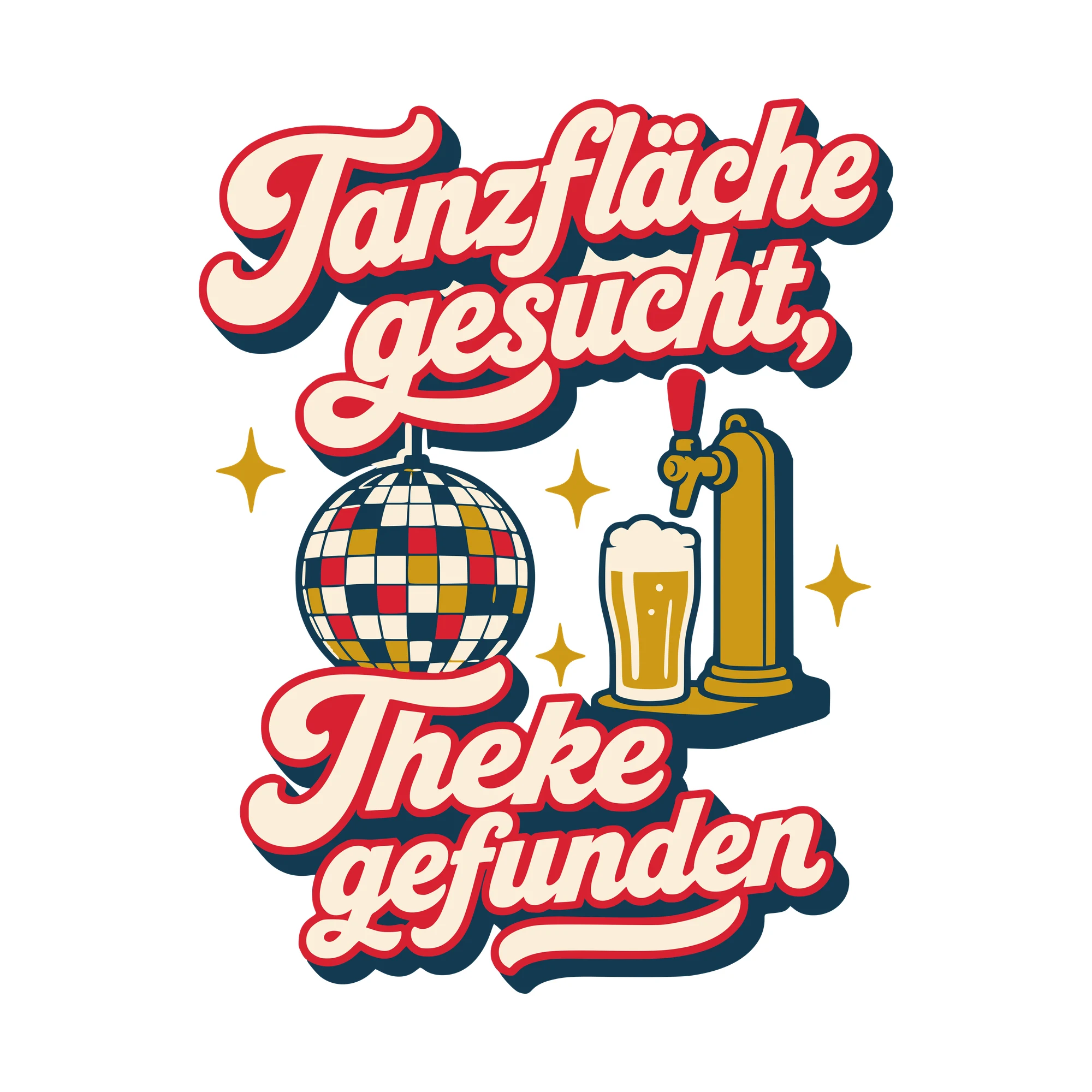 Bügelbild Tanzfläche gesucht, Theke gefunden als Grafik auf weißem Hintergrund (BB010390)