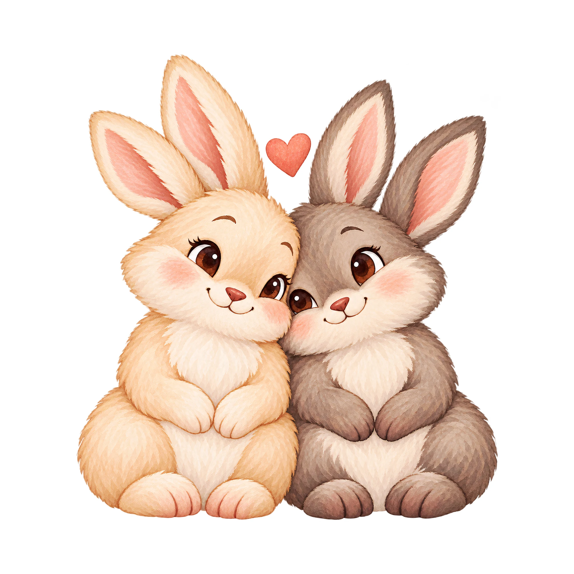 Bügelbild Love Rabbits Comic, Lustiger Shirt Motiv als Grafik auf weißem Hintergrund (BB015462)