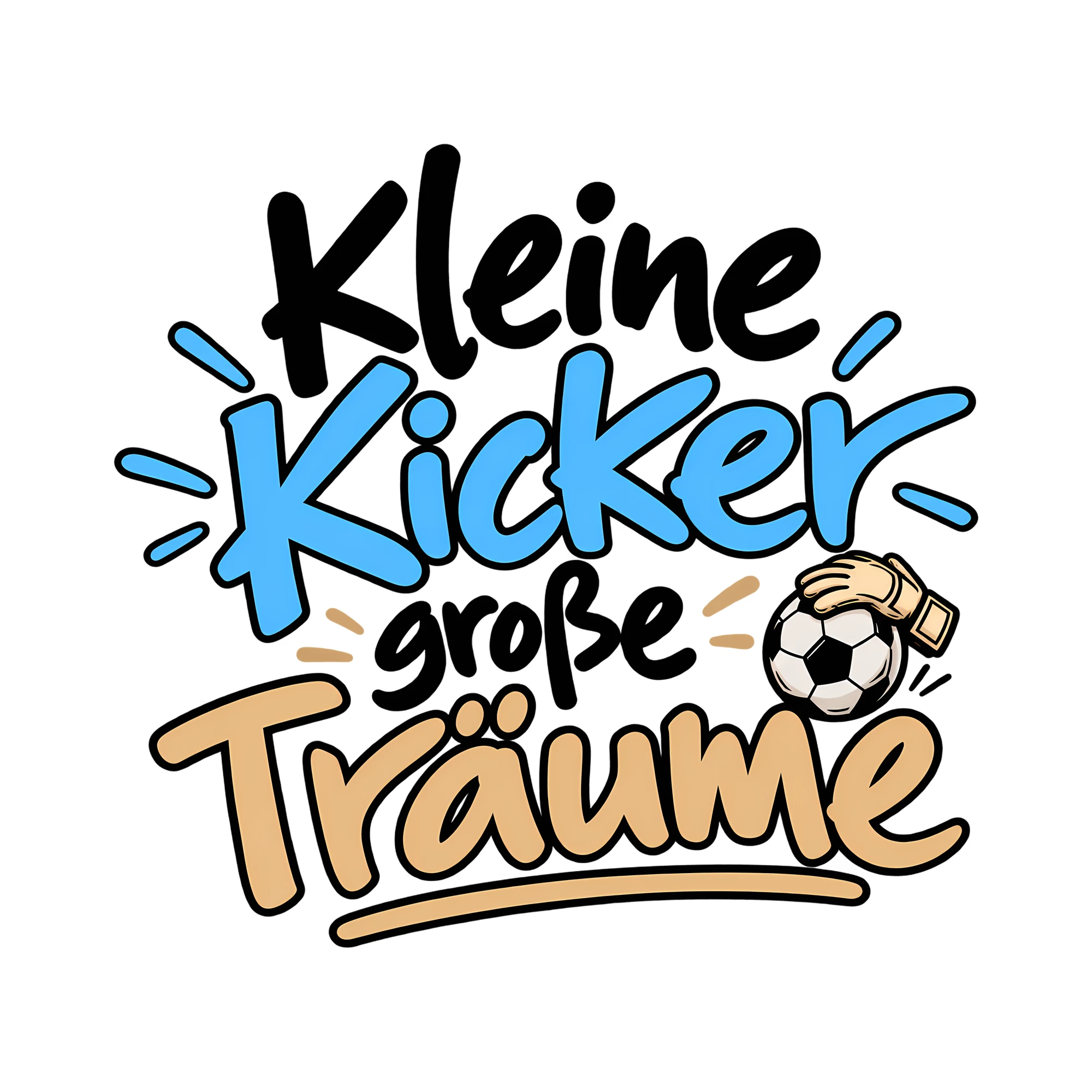 Bügelbild Kleine Kicker große Träume als Grafik auf weißem Hintergrund (BB013748)