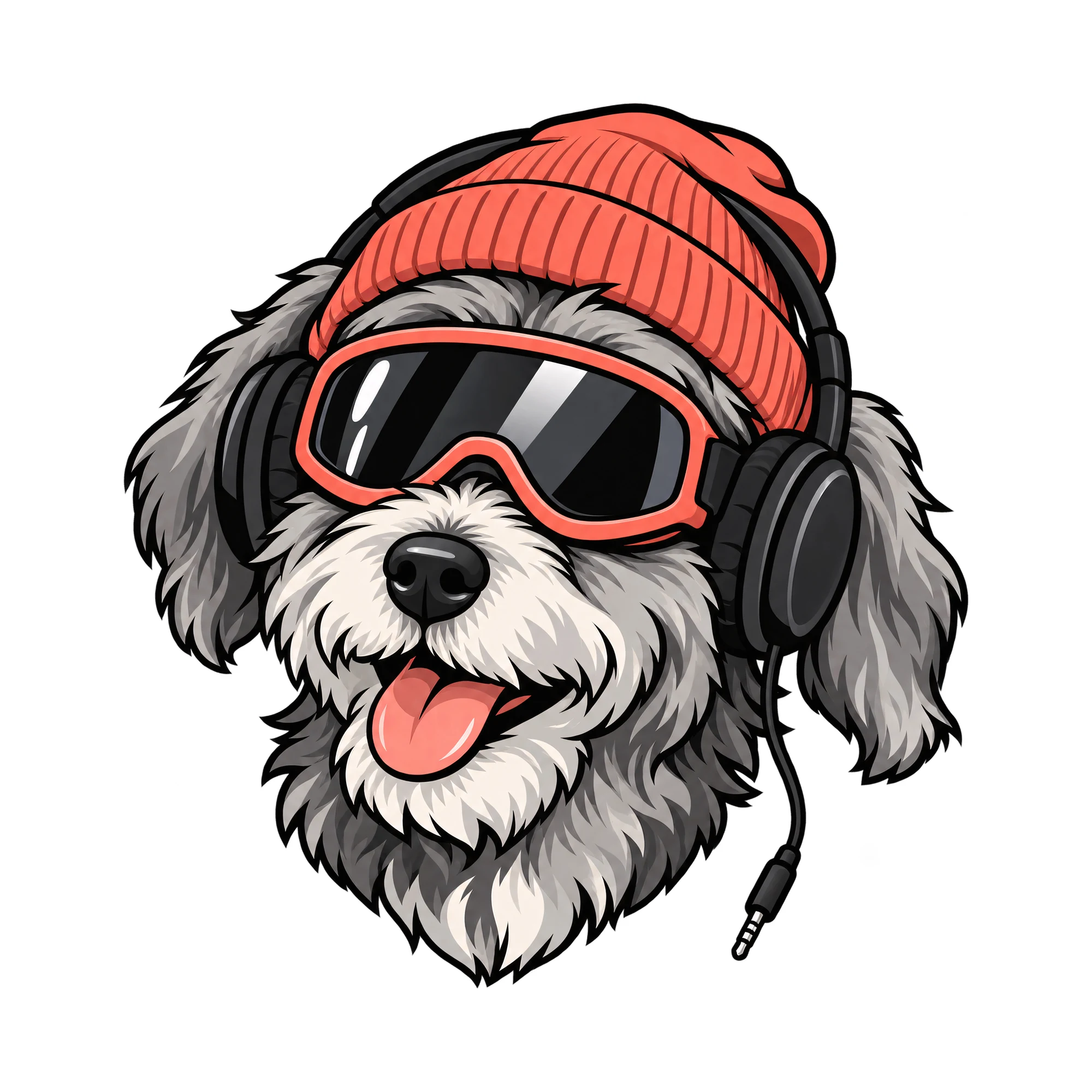 Bügelbild Cool Dog, Tiere Shirt Motiv als Grafik auf weißem Hintergrund (BB016113)