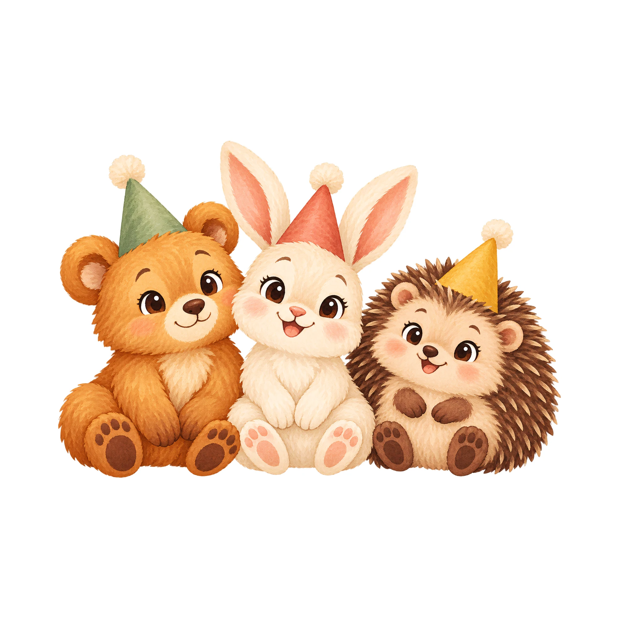 Bügelbild Baby Tiere Party, Lustiger Shirt Motiv als Grafik auf weißem Hintergrund (BB014953)