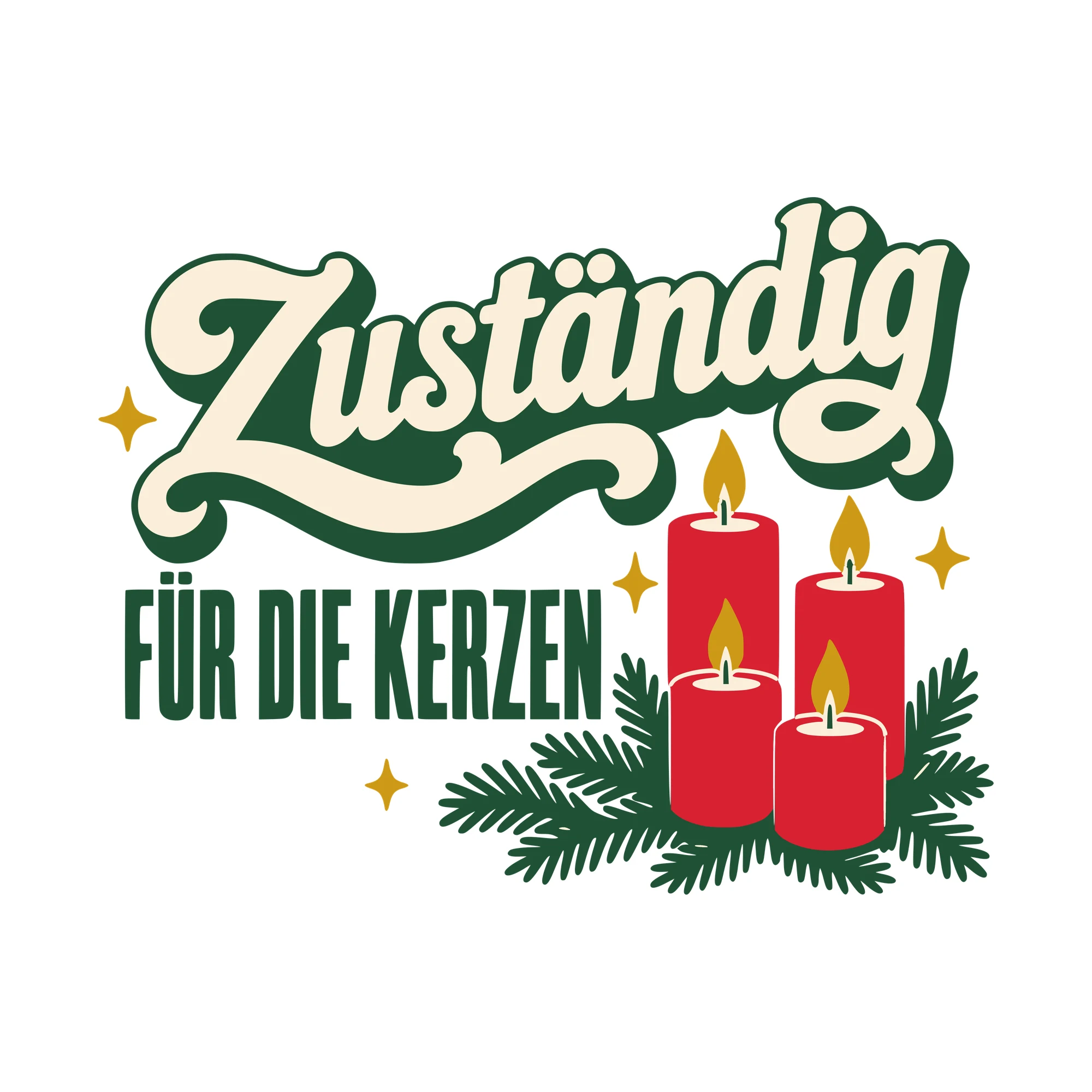 Bügelbild Zuständig für die Kerzen als Grafik auf weißem Hintergrund (BB010482)