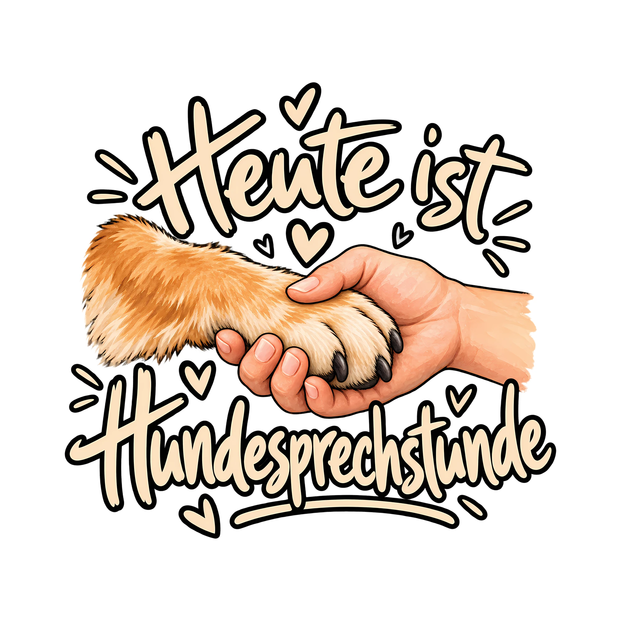 Bügelbild Heute ist Hundesprechstunde als Grafik auf weißem Hintergrund (BB012925)