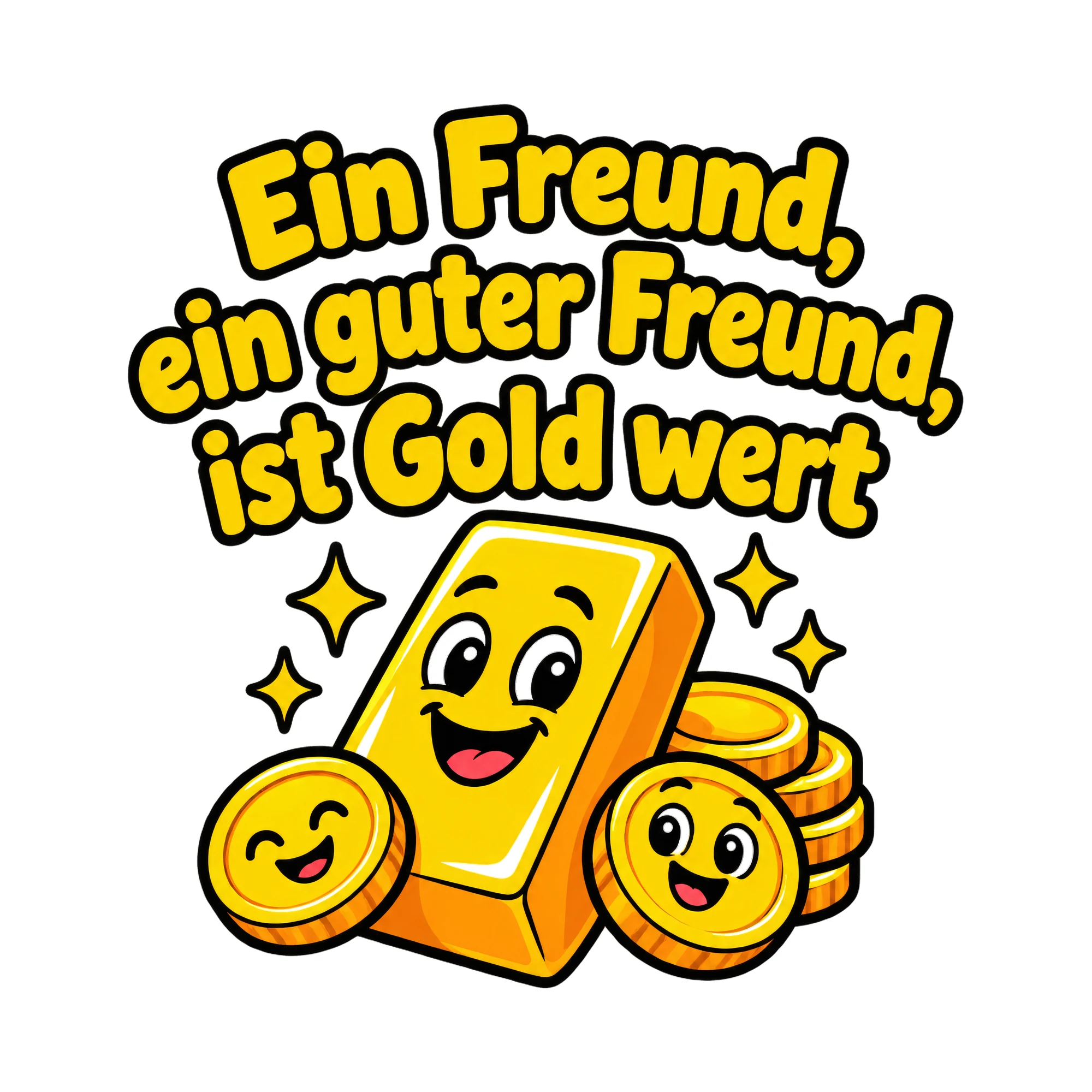 Bügelbild Ein Freund, ein guter Freund, ist Gold wert als Grafik auf weißem Hintergrund (BB019126)
