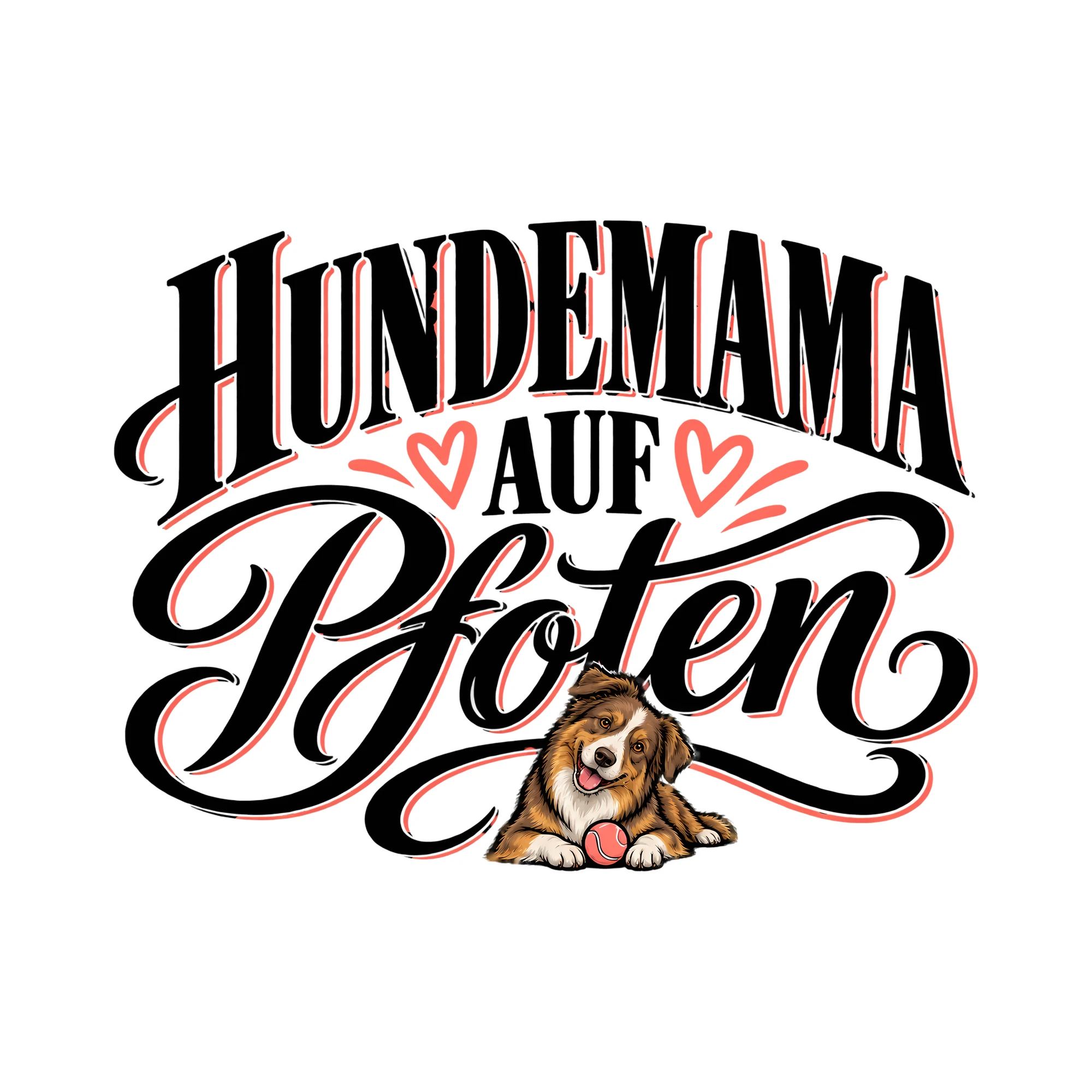Bügelbild Hundemama auf Pfoten als Grafik auf weißem Hintergrund (BB012811)
