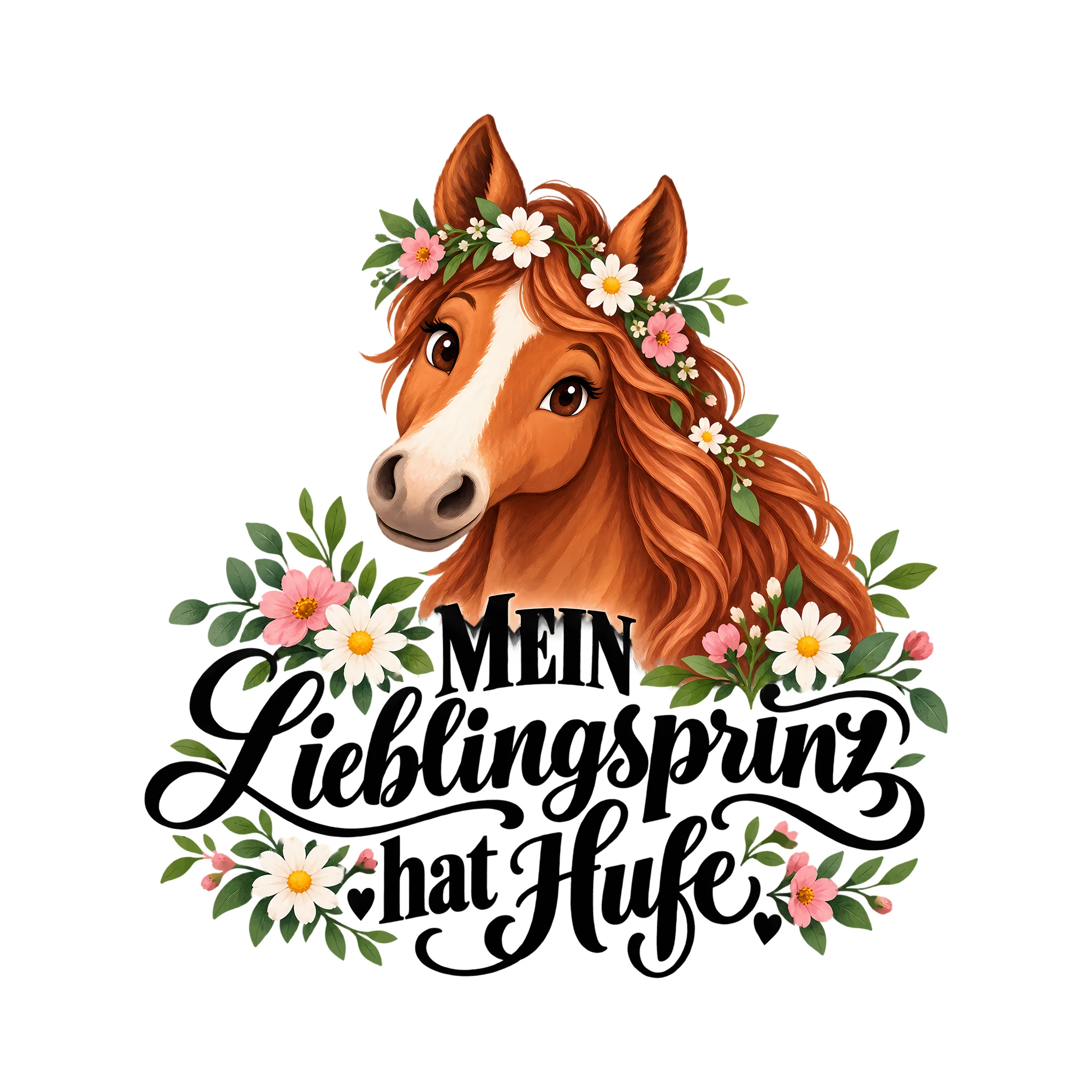 Bügelbild MEIN Lieblingsprinz hat Hufe als Grafik auf weißem Hintergrund (BB012949)