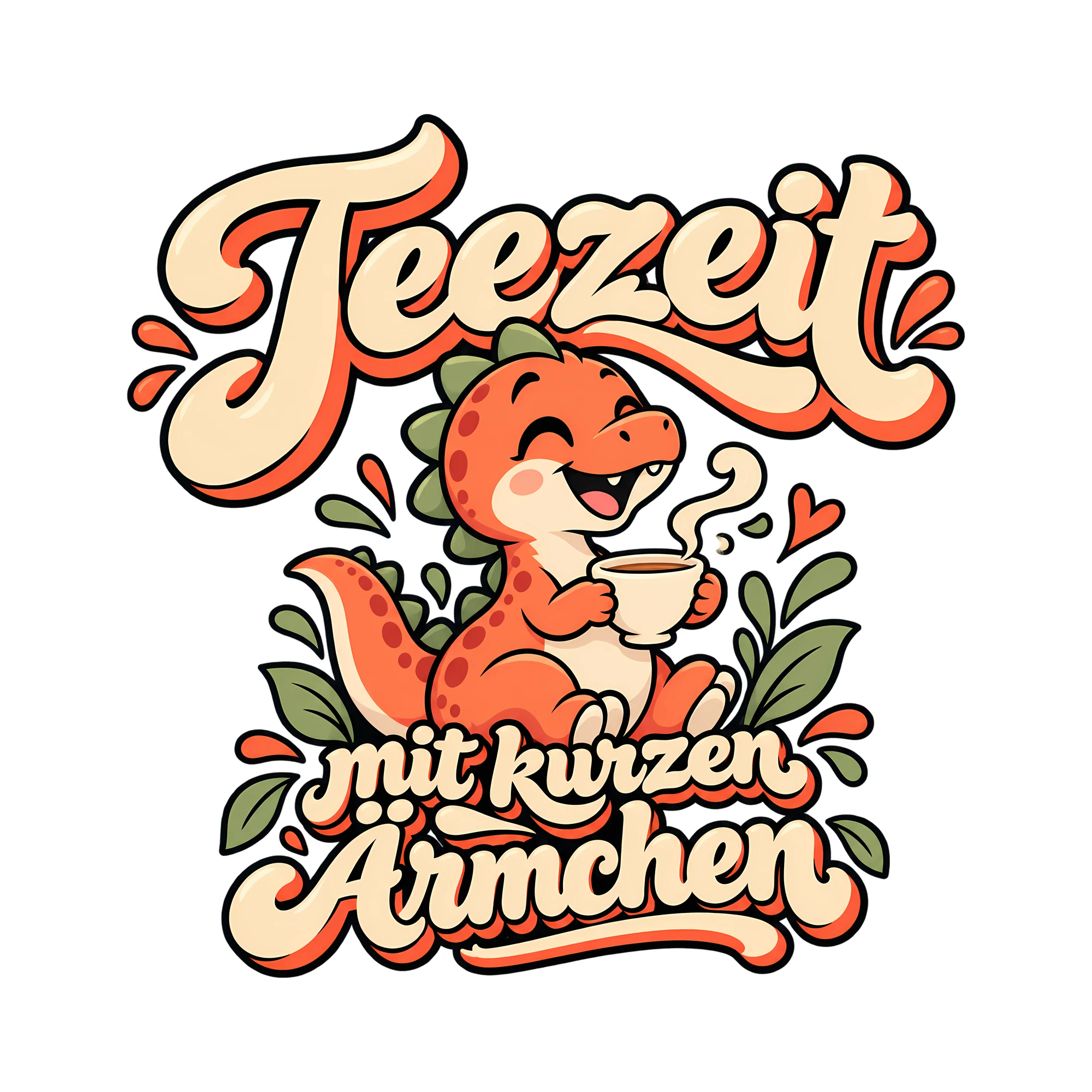 Bügelbild Teezeit mit kurzen Ärmchen als Grafik auf weißem Hintergrund (BB012219)