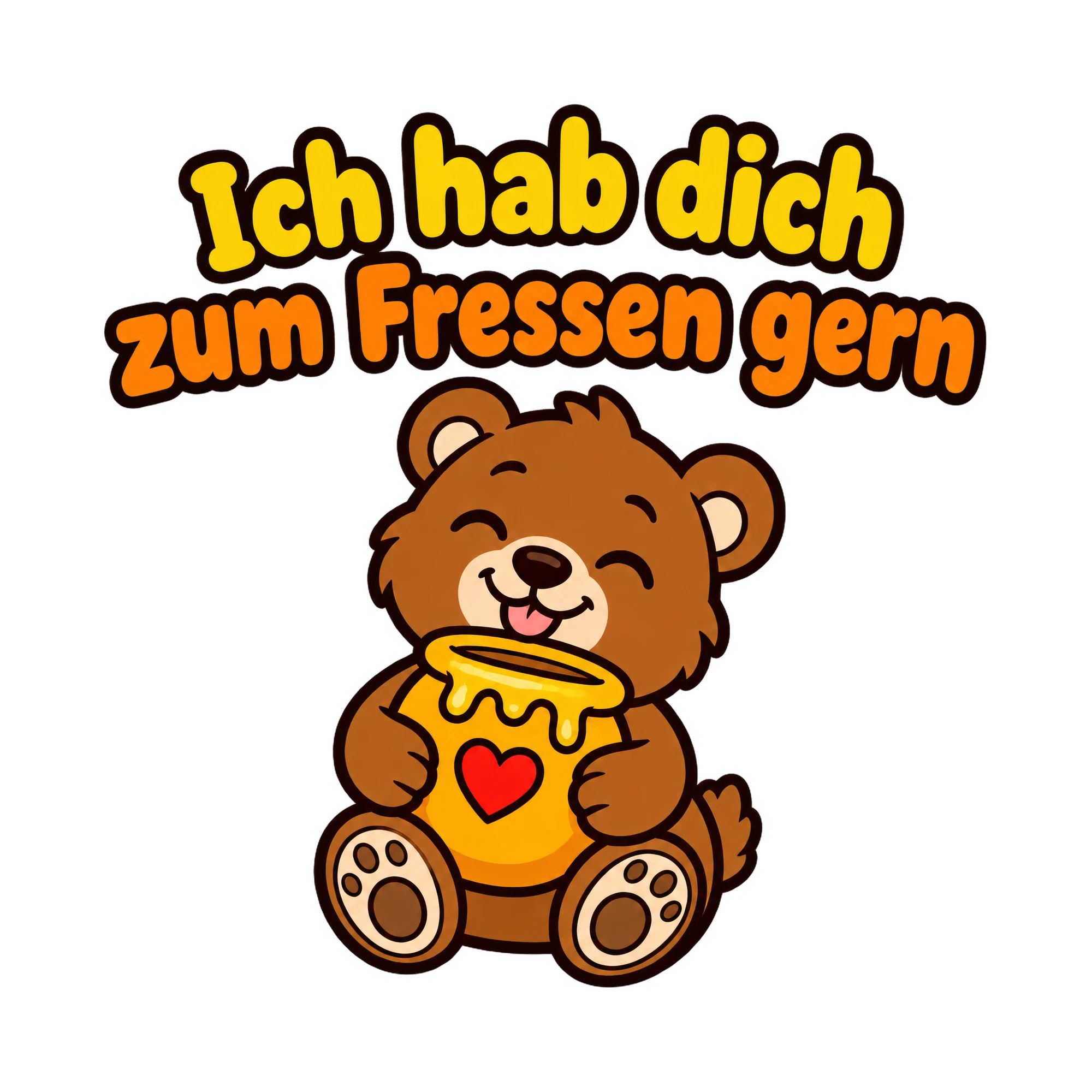 Bügelbild Ich hab dich zum Fressen gern als Grafik auf weißem Hintergrund (BB019135)