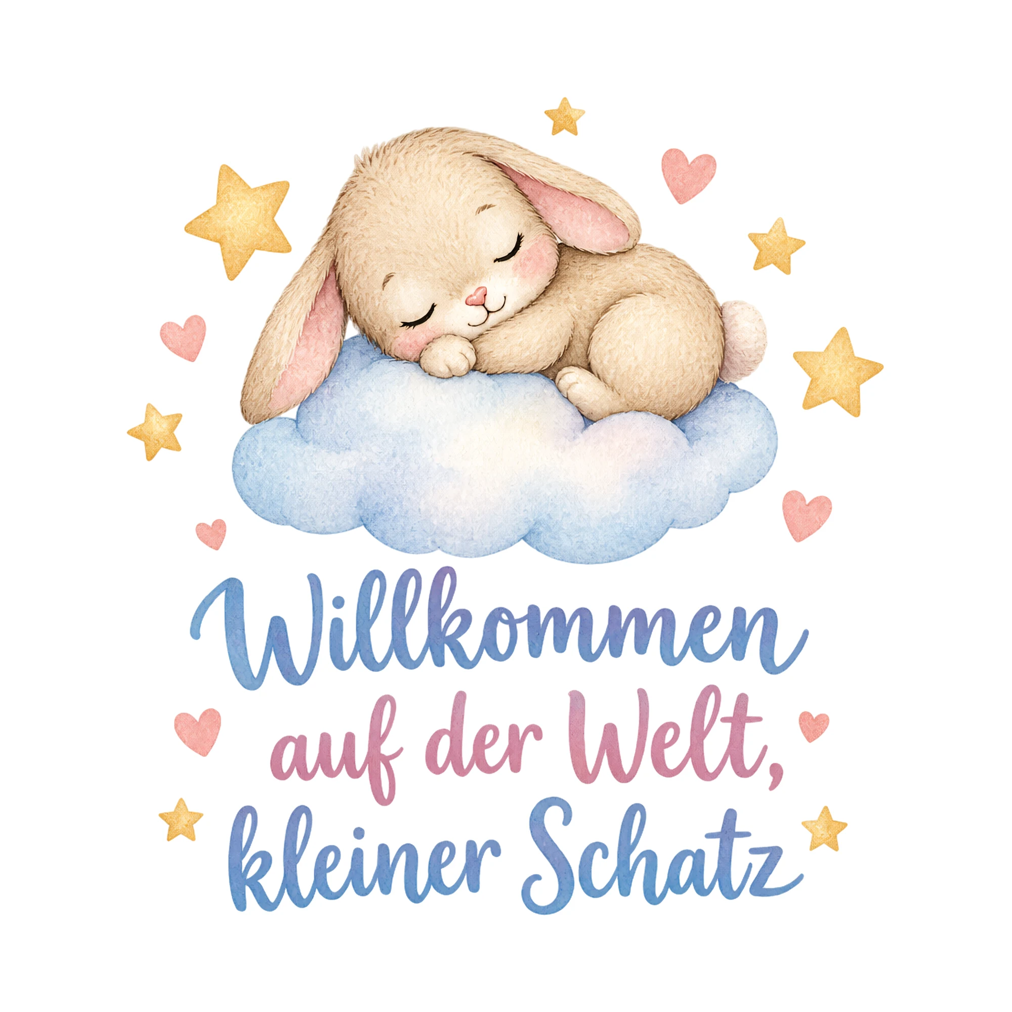 Bügelbild Willkommen auf der Welt, kleiner Schatz, Babybody bügeln Motiv als Grafik auf weißem Hintergrund (BB016720)