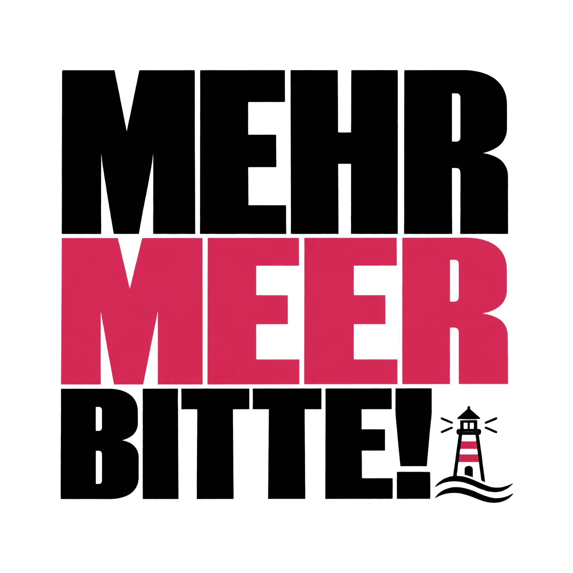 Bügelbild Mehr Meer bitte! als Grafik auf weißem Hintergrund (BB013231)