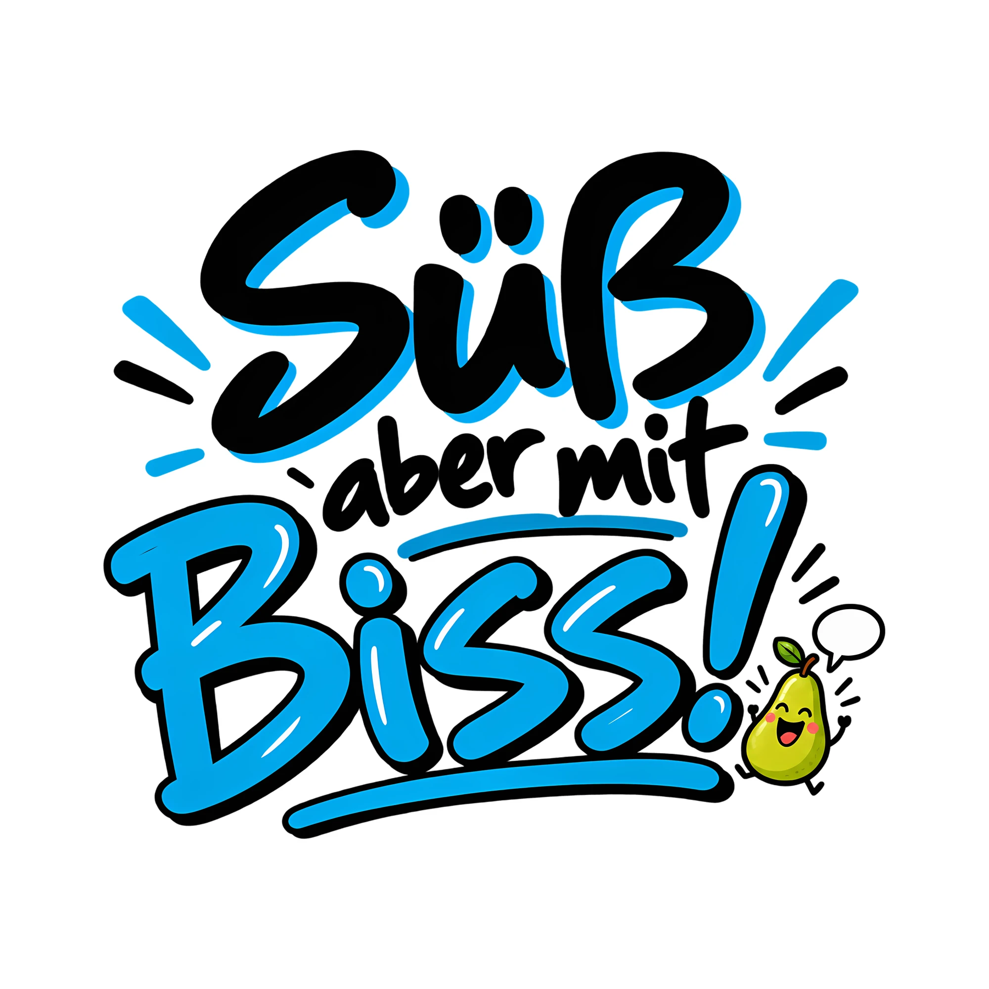 Bügelbild Süß aber mit Biss! als Grafik auf weißem Hintergrund (BB014151)