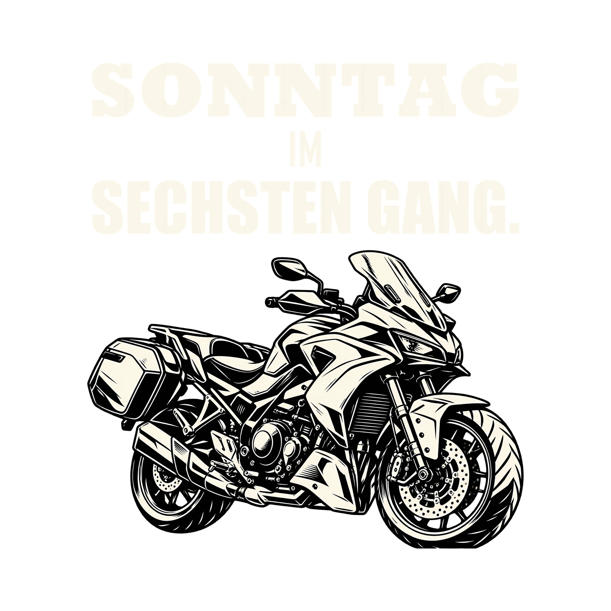 Bügelbild SONNTAG IM SECHSTEN GANG. als Grafik auf weißem Hintergrund (BB012742)