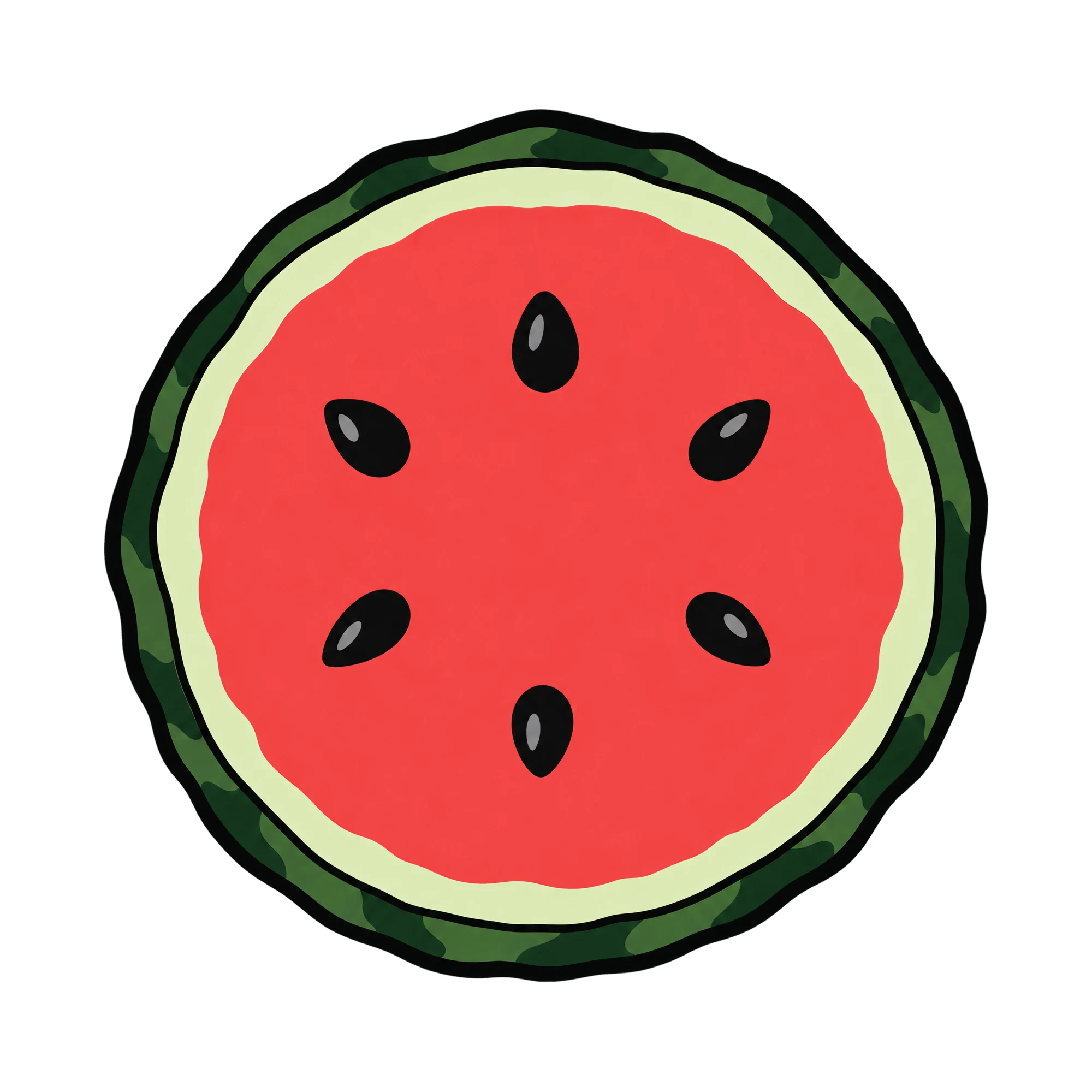 Bügelbild Wassermelone Rund, Lustiger Shirt Motiv als Grafik auf weißem Hintergrund (BB015550)