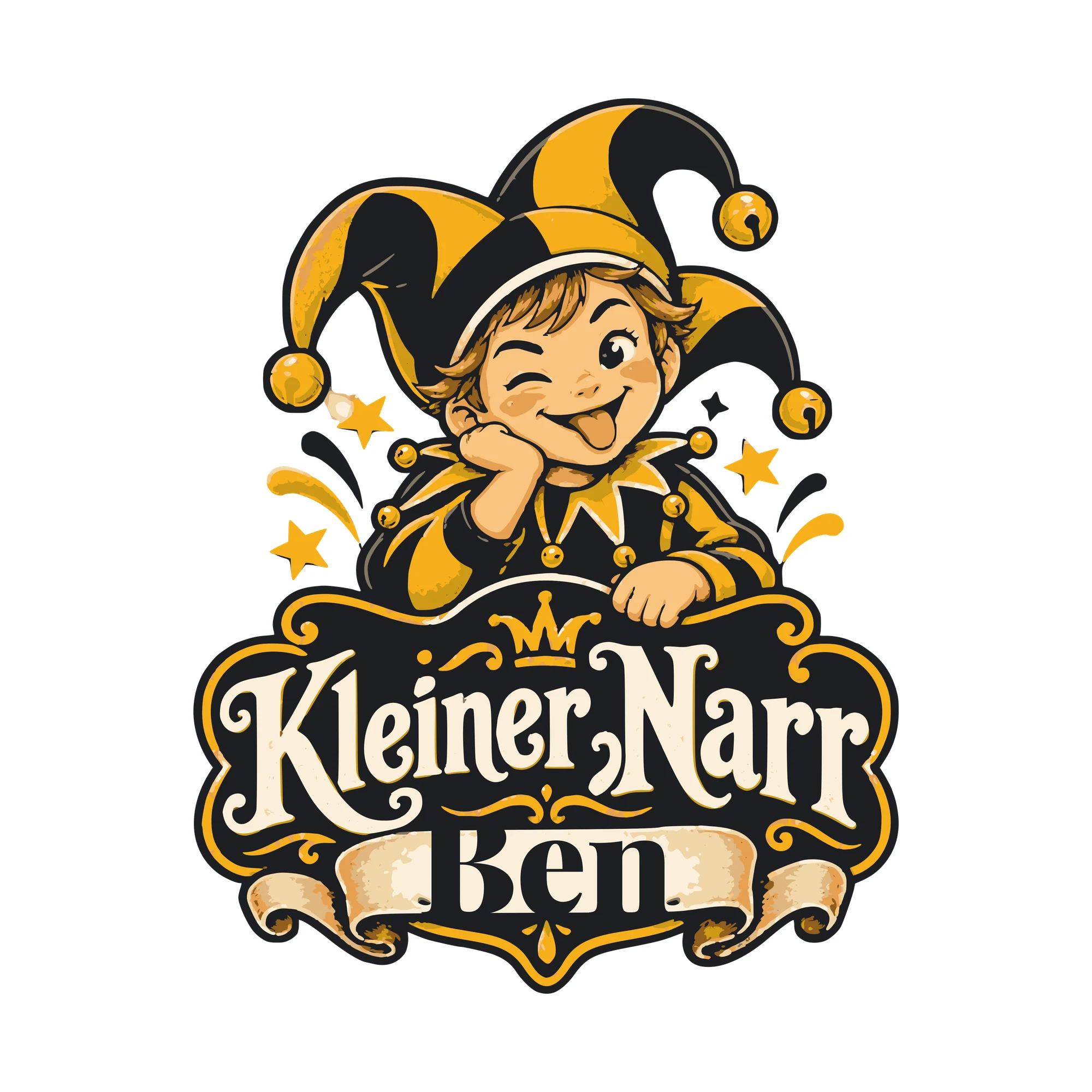 Bügelbild Kleiner Narr mit Name als Grafik auf weißem Hintergrund (BB011151)